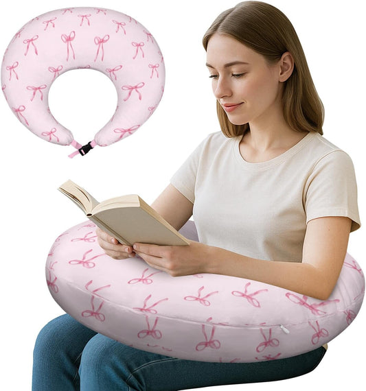 Crafting Pillow for Crocheting, Crochet Pillow for Lap Support, 12 Fun Print Styles, Ergonomic Arm Support, For Bed, Floor, Chair Comfort, Pain Relief and Fatigue for Gaming and Woking (Bow Tie)