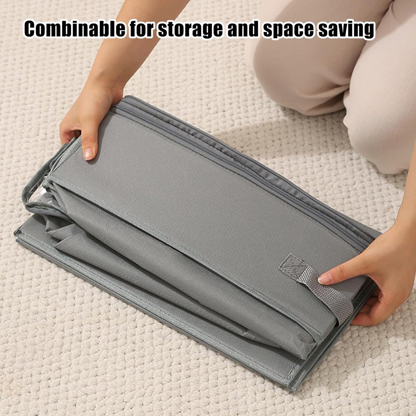 Under Bed Storage Containers | Large Capacity Foldable Self-Compressing Bins | Under The Bed Storage | for Quilts Blankets Seasonal Clothing Bedding Closet Garage Basement Attic Bedroom Home