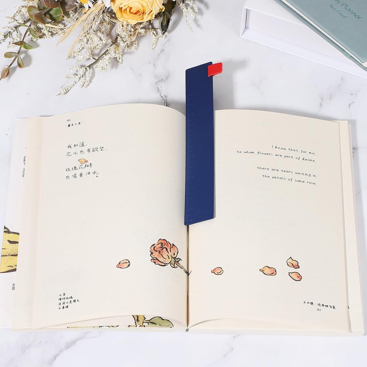 PATIKIL 2Pcs Steel Ruler Bookmark, 5.9 Inch Straight Metal Copper Vintage Bookmarks for Book Journal Home Library Travel,Dark Blue
