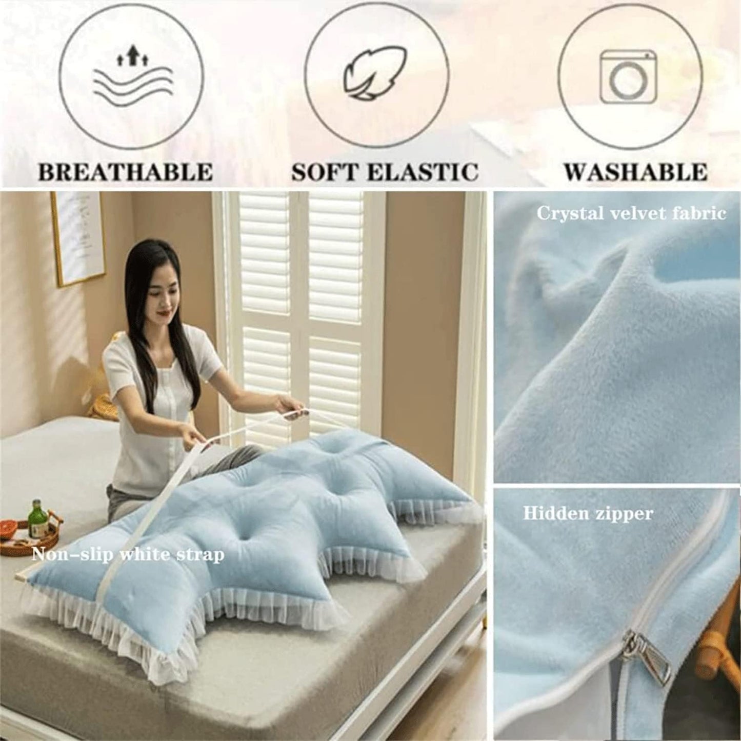 Solid Color Reading Pillow Bolster Positioning Support Wedge Pillow Lumbar Support Pillow for Sofa Bed Bunk Chair Bolster(Size:47"/120cm,Color:E)