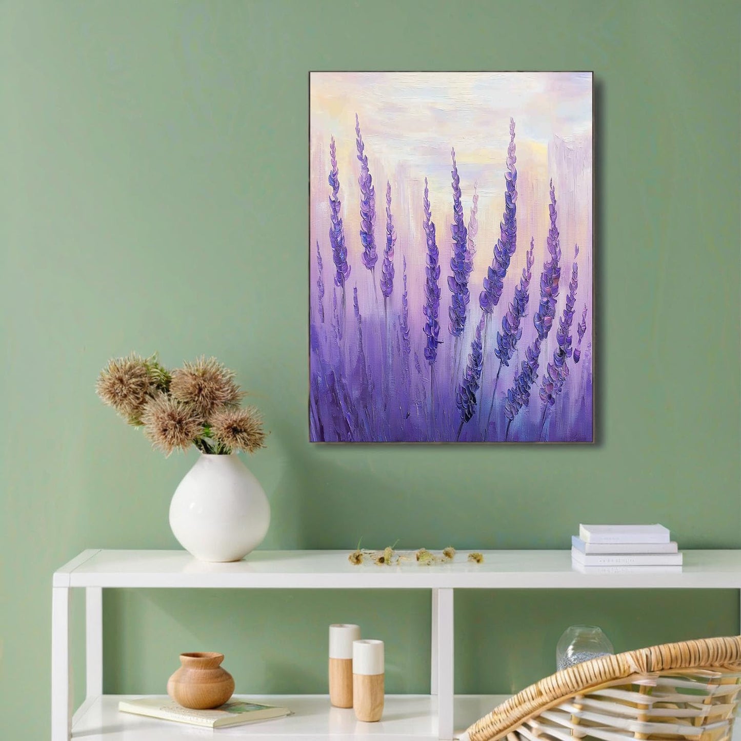 GDJSMIN Fantasy Theme Wall Art, Lavender Oil Painting Poster for Reading Room Living Room Decor 24 x 36 inch Unframed