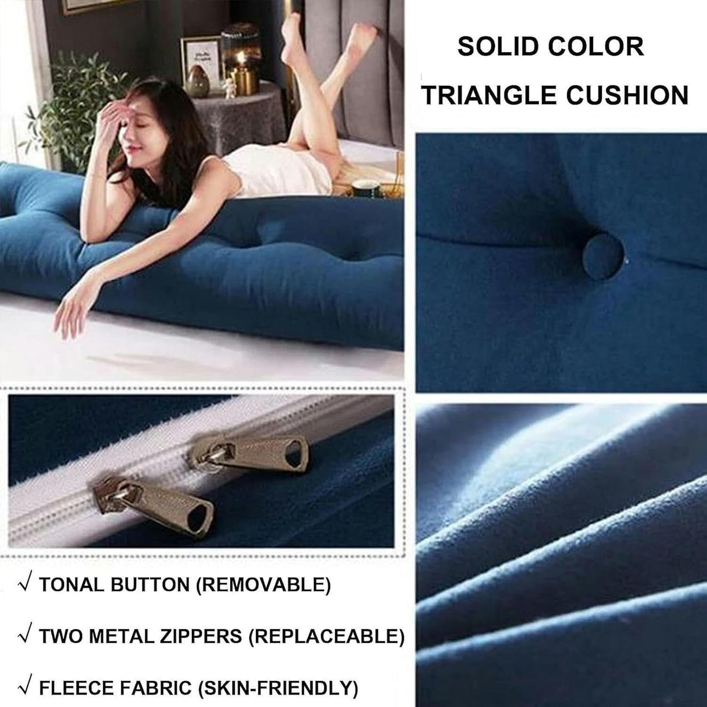 Triangular Headboard Wedge Pillow Triangular Headboard Backrest Cushion, Headboard Reading Backrest, Sofa Bed Upholstered Double Tatami Pillow with Removable Pillowcase