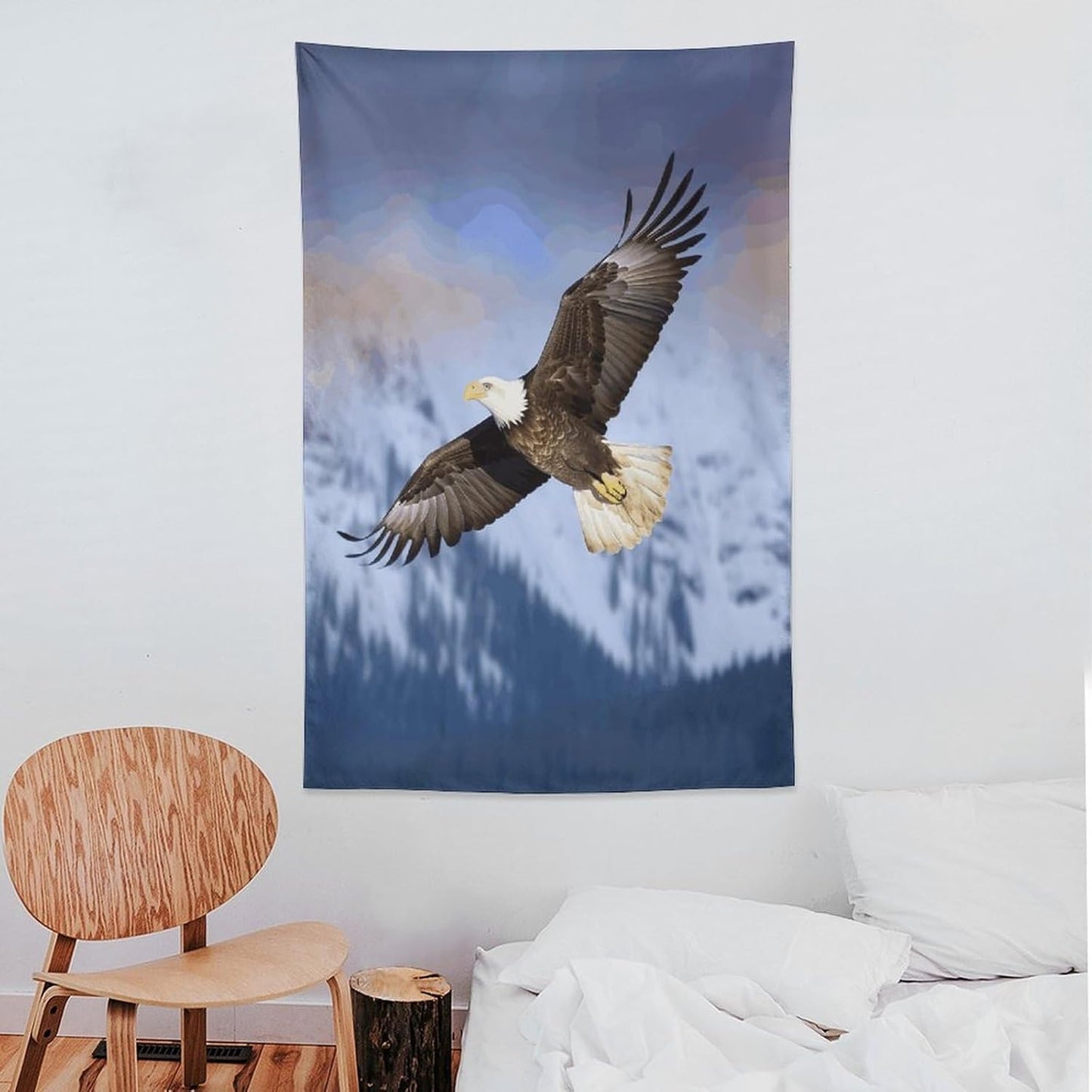 FodPand Bald Eagle Flying Tapestry Anti-fading Wall Tapestry with Installation Kit Backdrop Banner Multipurpose Aesthetic Tapestries Boho Wall Art Hanging Decorative Blanket 40"x60"