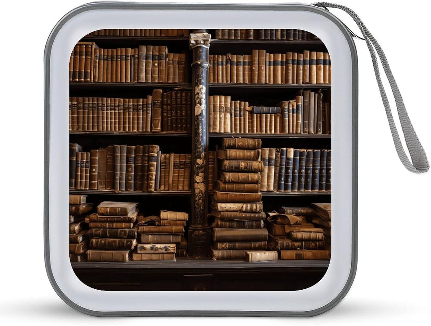 Old Books in Library CD Case Portable Zipper CD Cases Holder Hard Plastic DVD Disc Cases Storage Binder Large Storage Disc Wallet Bag Heavy Duty Booklet Album 40 Capacity