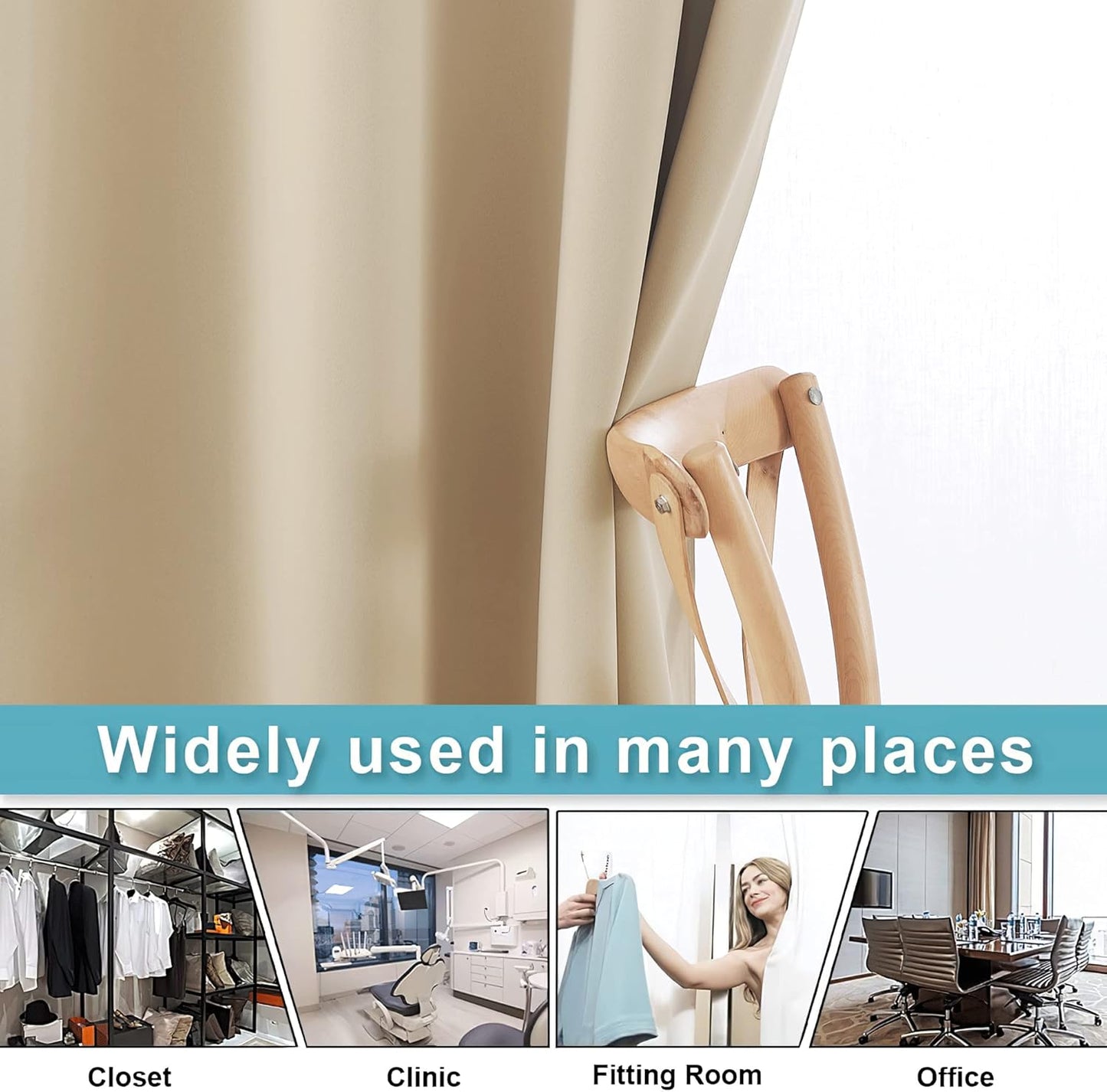 RYB HOME Wall Divider Curtain for Living Room, Noise Reduction Privacy Curtain with Anti-Rust Grommet Top Blackout Curtain for Bedroom/Kids Room, 7 ft Tall x 8.3 ft Wide, Cream Beige, 1 Pack