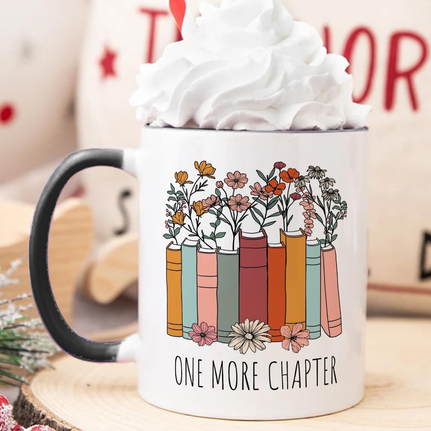 Funny Gifts for Book Lover,Bookish Coffee Mug,Birthday Thanksgiving Christmas Gifts For Librarian Reading Enthusiast Teacher,One More Chapter Bookworm Tea Cup 11 OZ