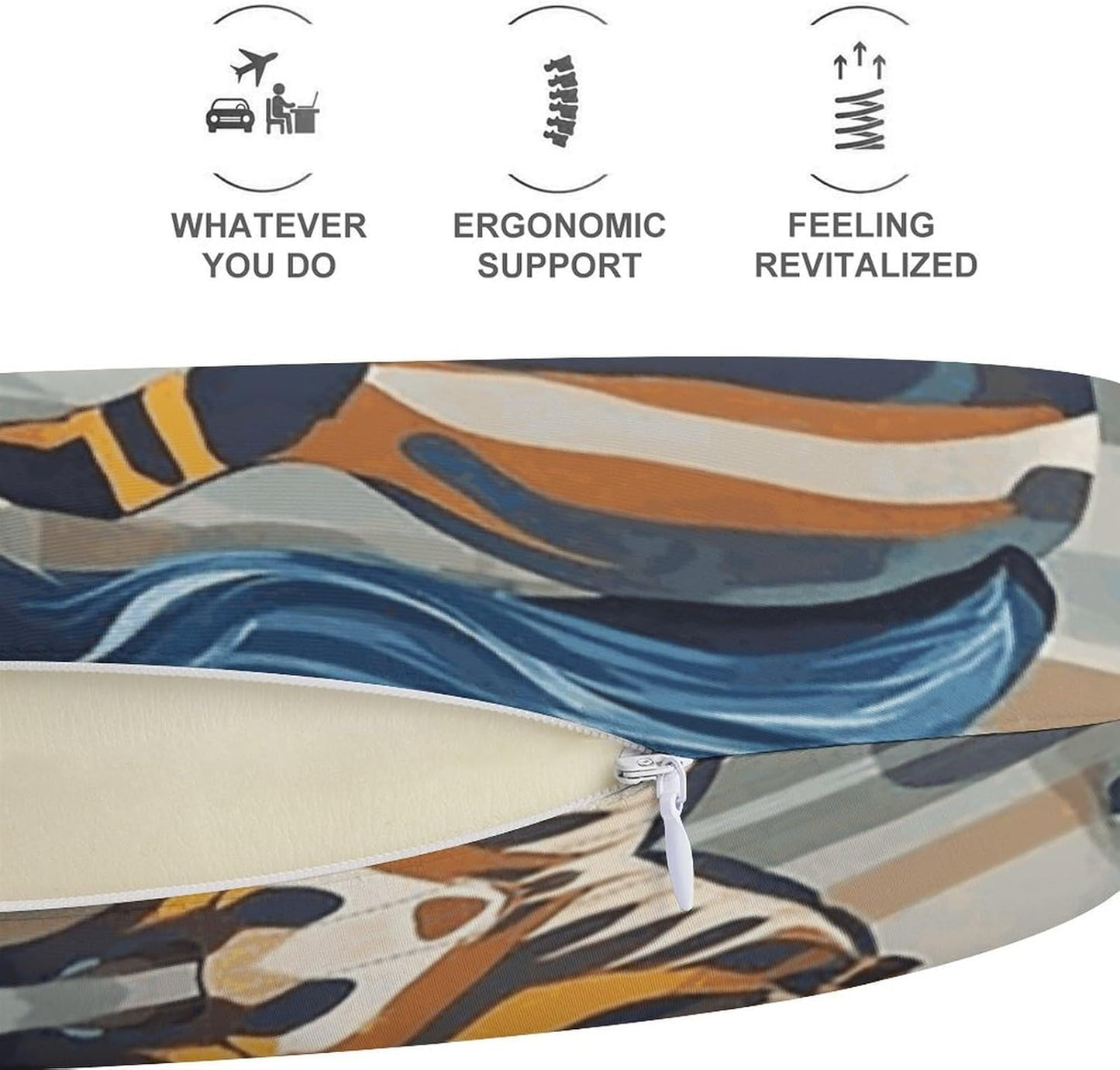 Horse Stripes Pattern Neck Pillow Memory Foam U Shaped Pillows Portable Pillows for Shoulder Travel Head Support Pillow with Concealed Zipper for Airplane Car Home Office