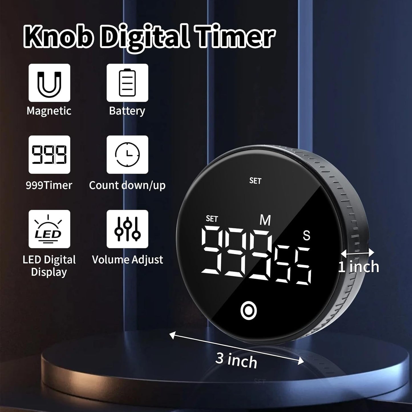 Digital Kitchen Timer with Magnet,Large LED Display Visual Timer with Countdown Countup for Adult & Children，Battery Supply for Classroom Home Gym Office