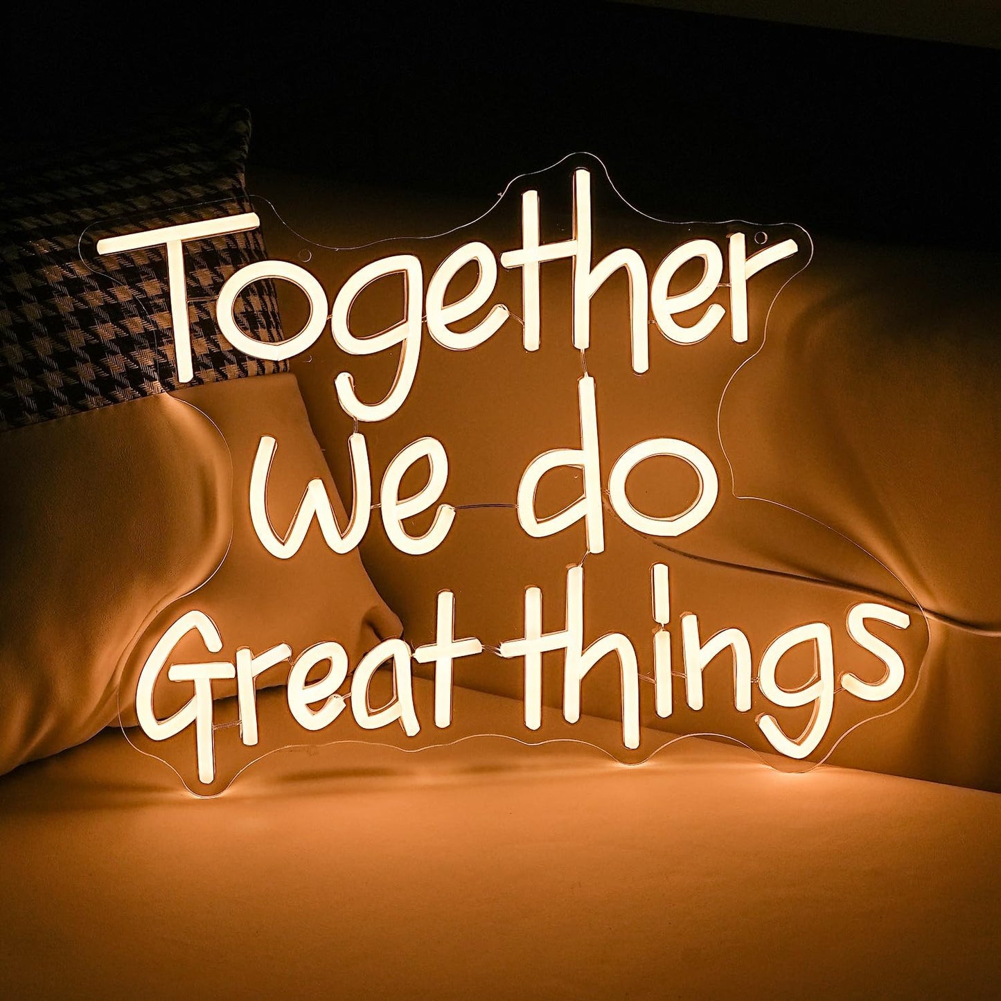 Together We Do Great Things Neon Sign Dimmable Inspirational Neon Light Signs Wall Art Decor for School Home Office Positive Classroom Decor USB Neon Light 16.5 * 12.6 IN