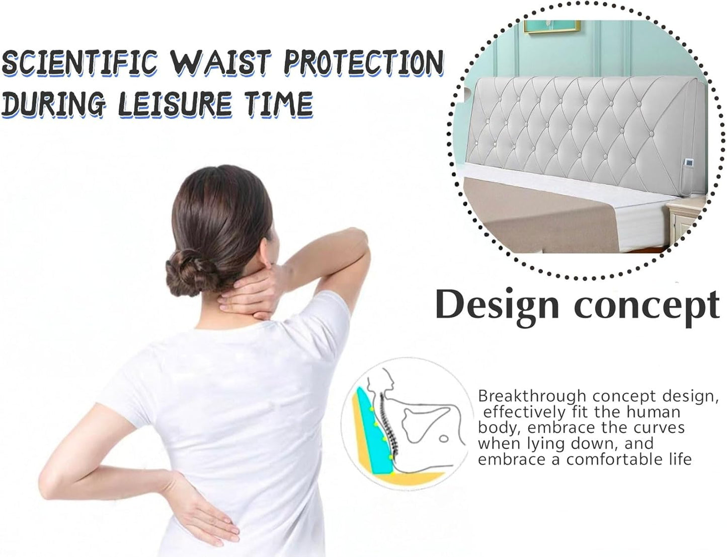 Full Headboard Wall Pillow Bed Backrest Cushion,Large Upholstered Wedge Headboard Foam Filling Reading Pillow Back Lumbar Support Pillow(Size:200cm/79in,Color:Yellow)