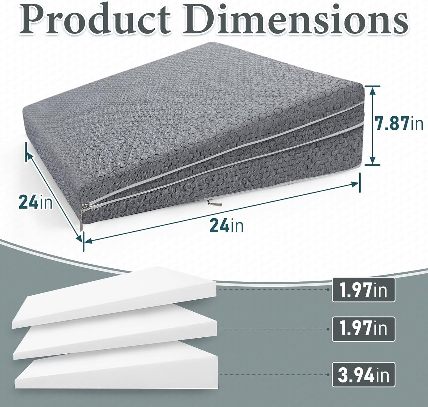 Bed Wedge Pillow for Sleeping, Adjustable Ergonomic Elevated Pillow for Sleep Apnea Acid Reflux GERD Snoring After Surgery Recovery Pregnancy, Leg/Neck/Back Pain (Grey)