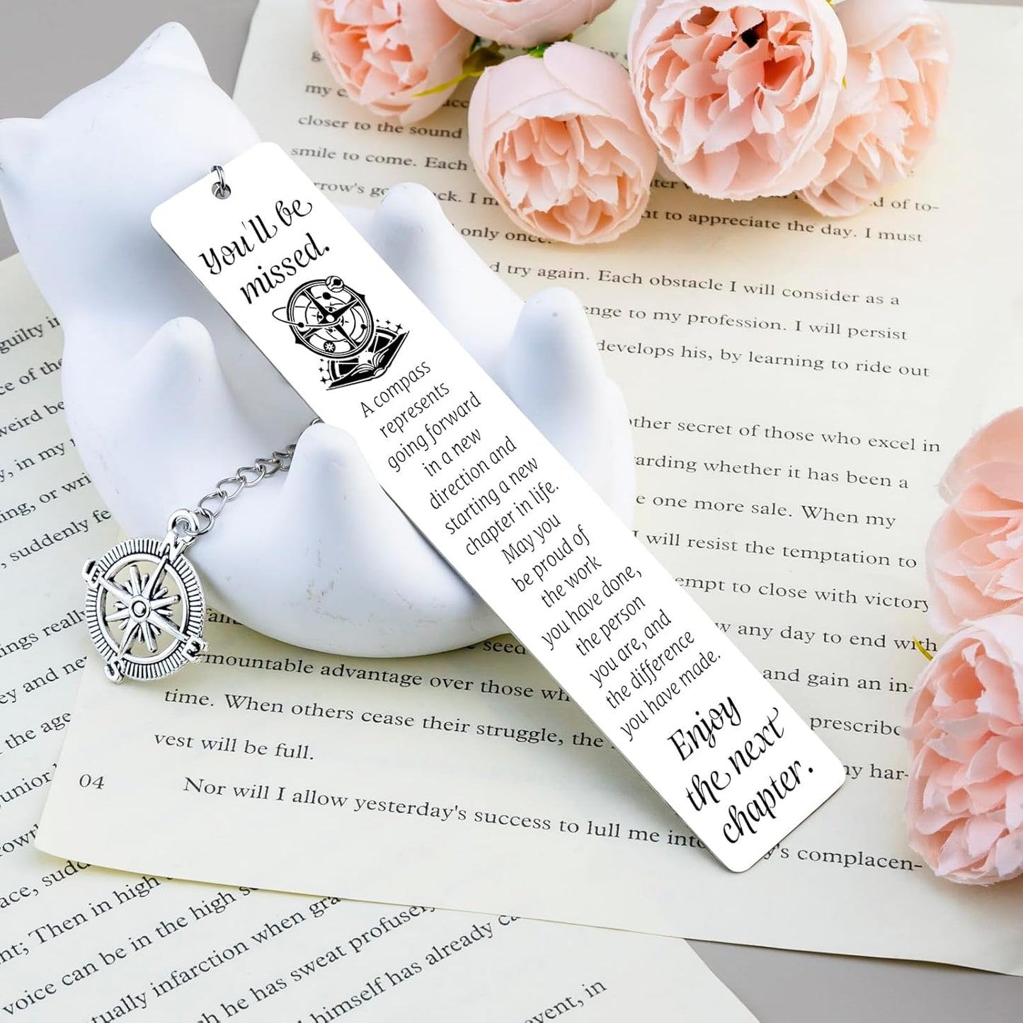 Metal Bookmark Retirement Gifts for Women Men Coworker Leaving Gifts for Women Going Away Goodbye Farewell Gift for Coworkers Friends Employee Compass Bookmarks