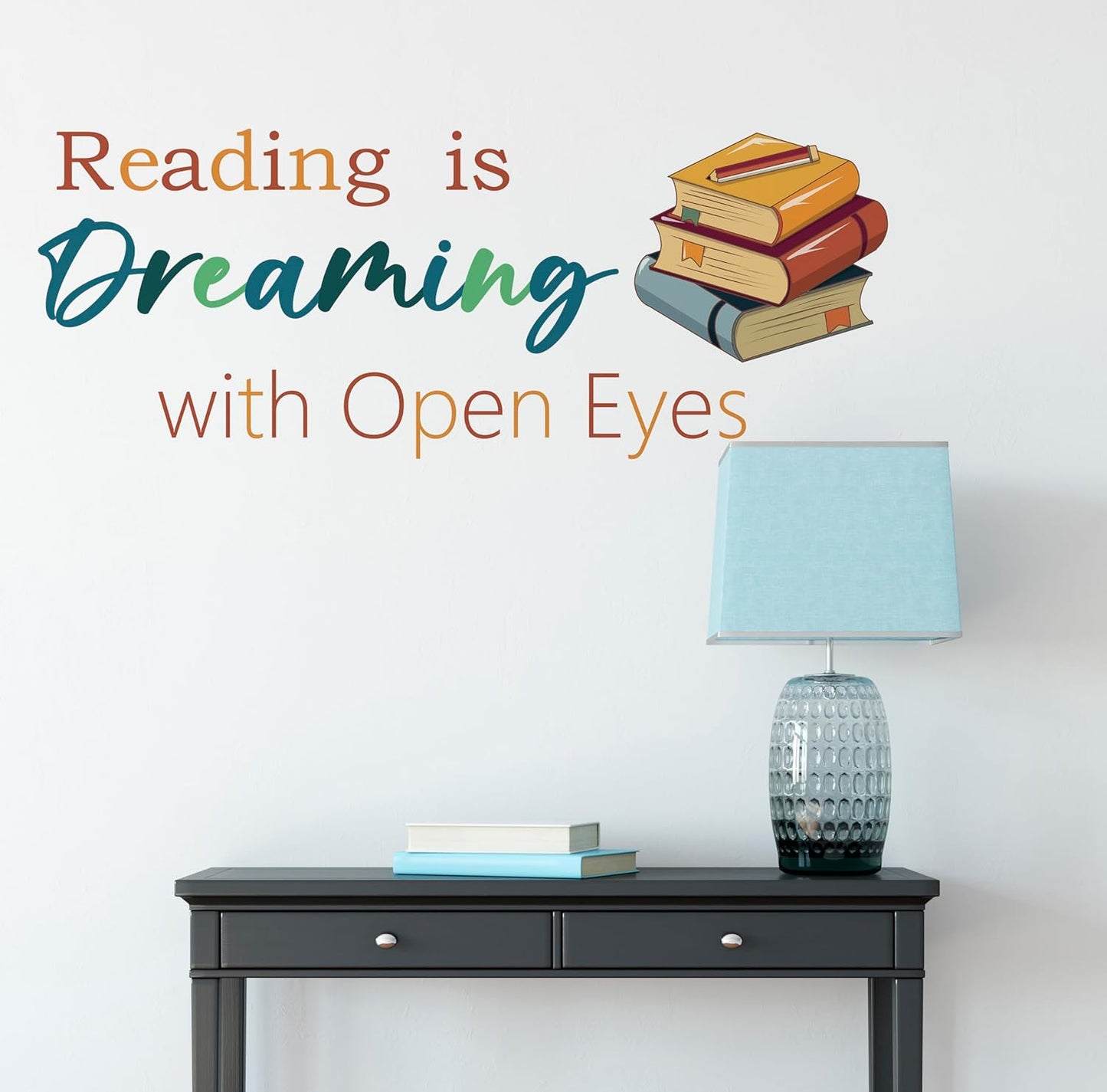 Reading Wall Decals for Kid's Room, Reading is Dreaming with Open Eyes Wall Stickers,Motivational Quotes Inspirational Saying Read Vinyl Wall Art for Classroom School Kid’s Room Library
