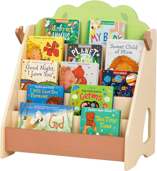 OOOK Montessori Bookshelf for Kids, Premium Pine Baby Bookshelf, Front Facing Toddler Bookcase for Nursery, Playroom, Classroom