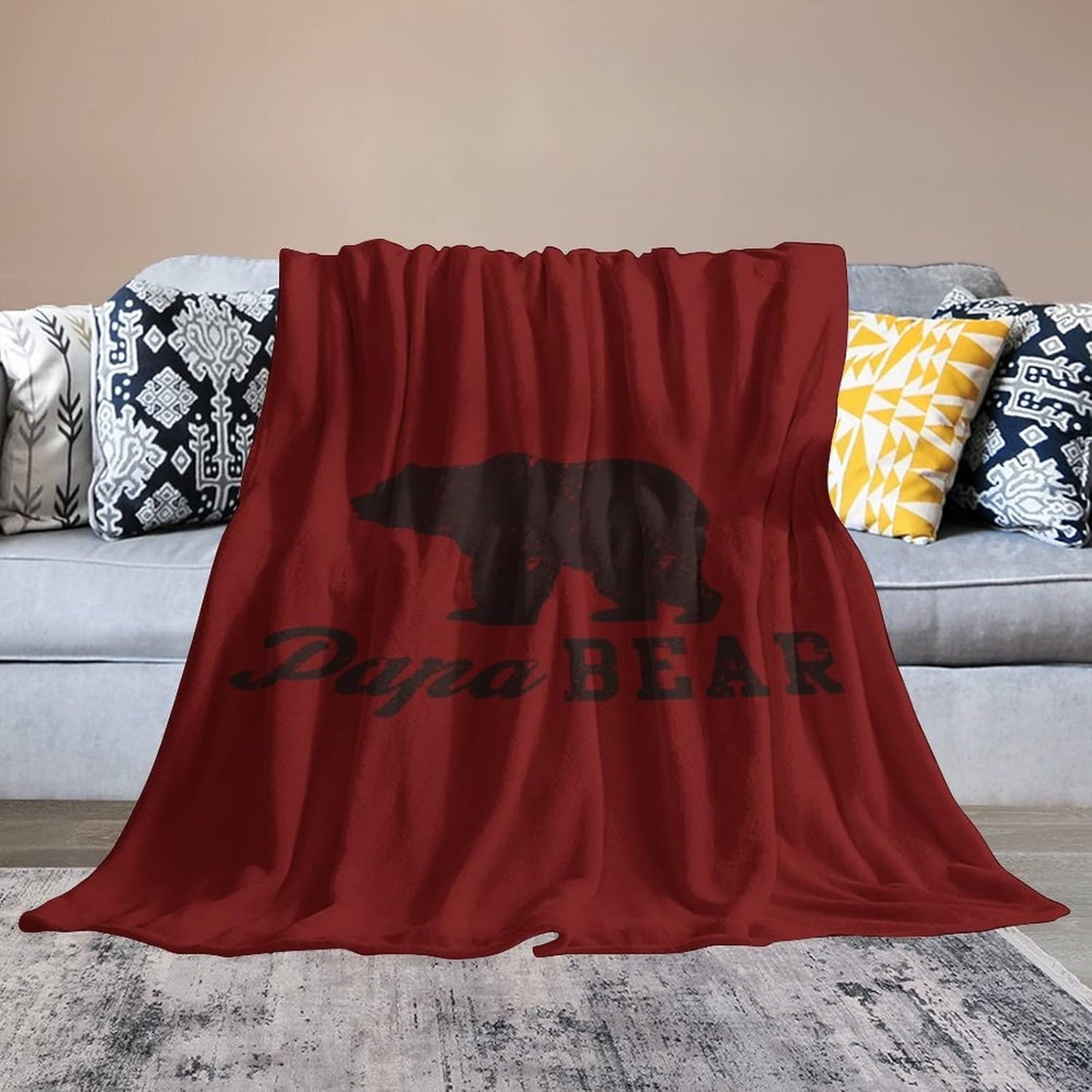 Papa Bear Throw Blanket Flannel Soft Couch Blankets Home Office Camping Car Decor 50"x70"