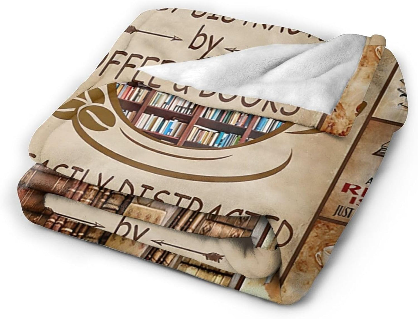 Book Lovers Gifts Blanket Flannel Fleece Reading Librarian Coffee Throw Blanket Cozy Plush Ultra Soft Fuzzy Reader Bookworm Graduation Blankets for Girls Women Boys Men 50"X40"