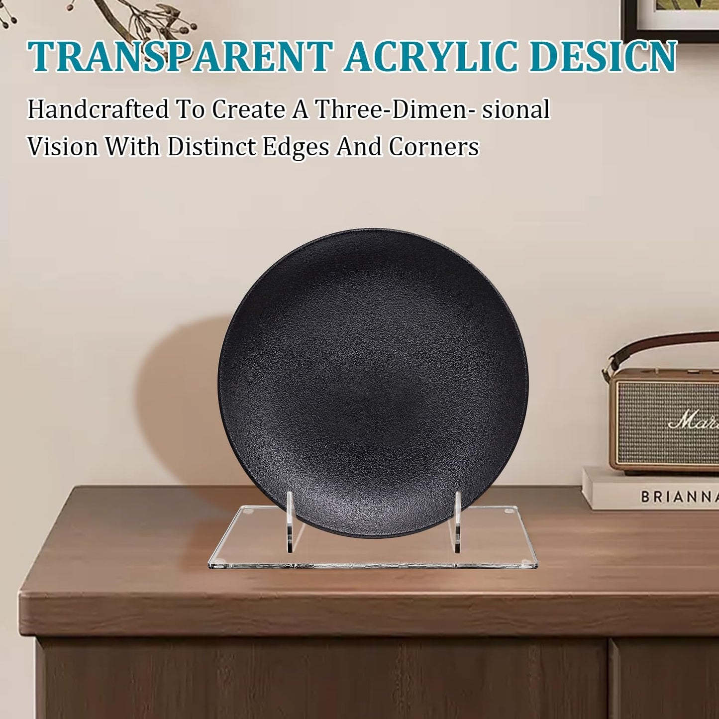Acrylic bookshelf, transparent display easel, suitable for photos, pictures, tablets, postcards, plates, recipe books, decorative trays, and photo albums, 10 inches x 5 inches x 9 inches invisible desktop display stand (1 piece)