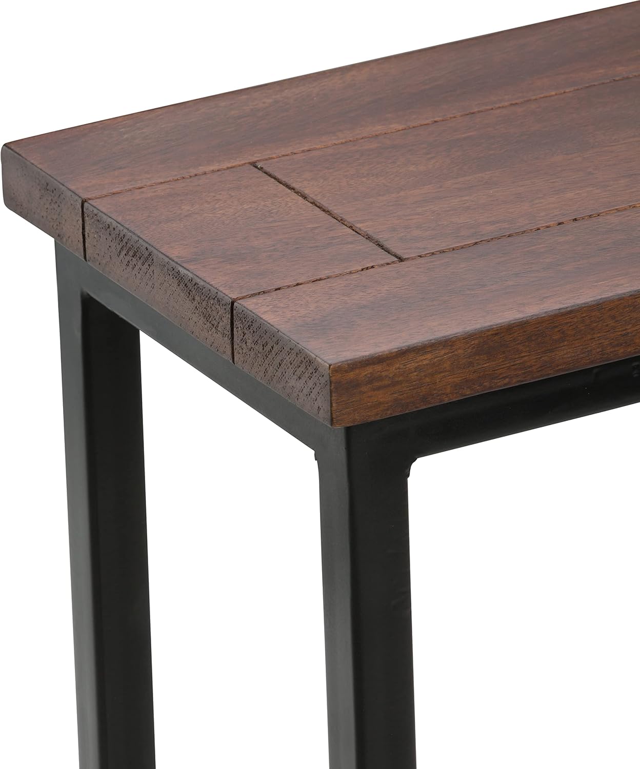 SIMPLIHOME Skyler C-Side Table - 18 inch Wide Solid Mango Wood and Metal Slide-Under Table in Dark Cognac Brown, Industrial Accent Table or End Table for Living Room with Open Frame Design, Assembled