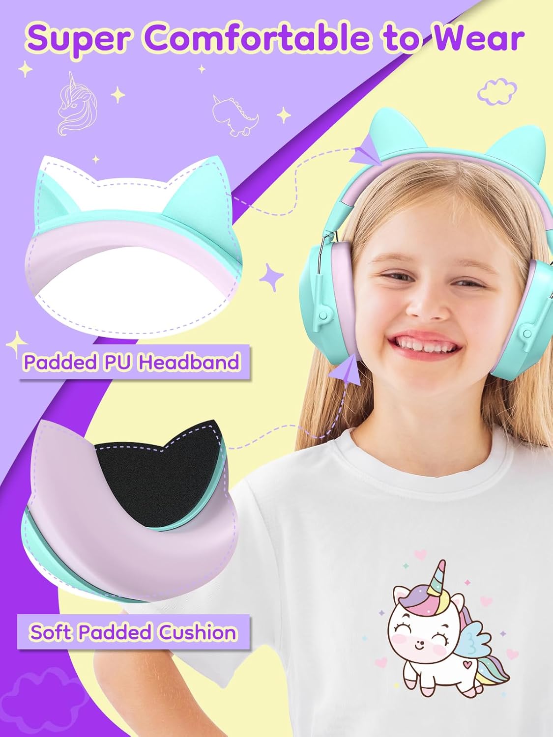 Noise Cancelling Headphones for Kids Adults, 32dB SNR Super Cute Ear Protection Ear Muffs for Autism Sensory, Hearing Protection Earmuff for Monster Jam Concerts Fireworks Car Race