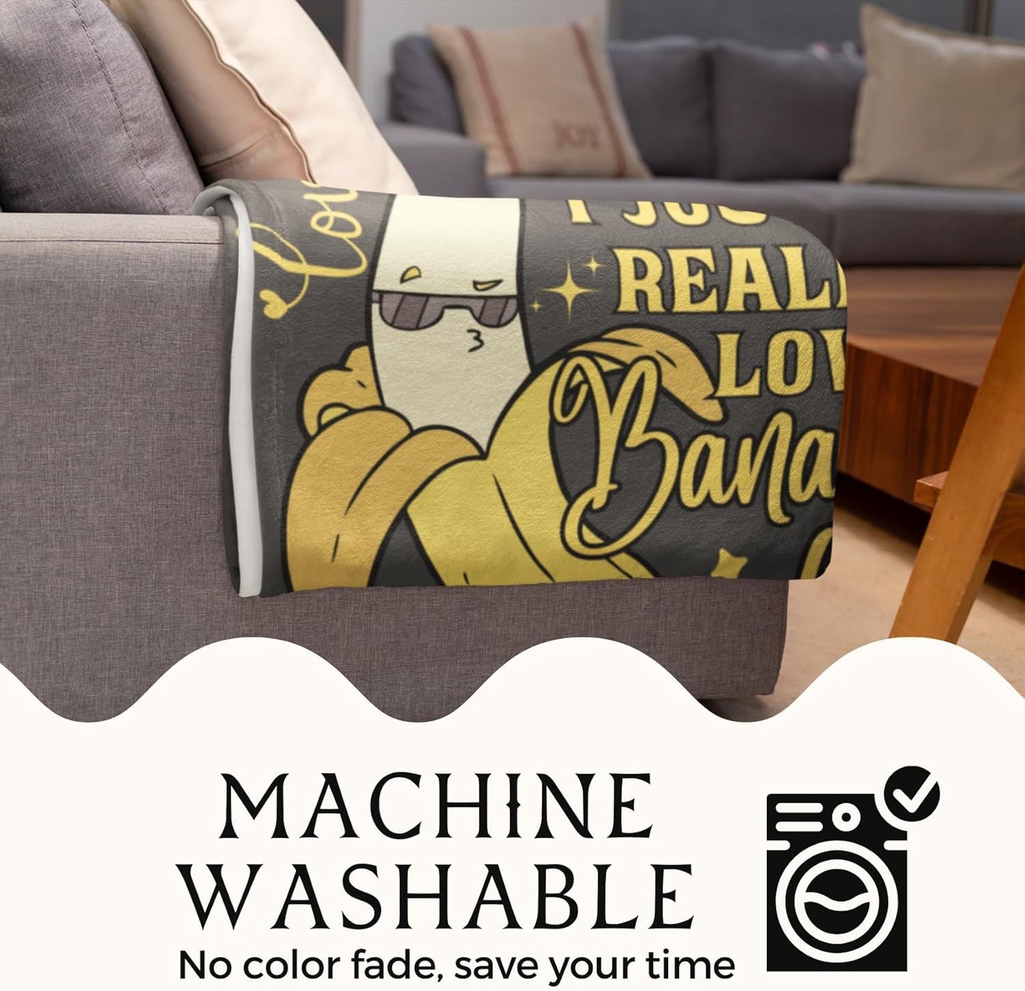 Funny Banana Gifts, Unique Banana Flannel Throw Blanket, 50 x 65 inch, Skin Friendly