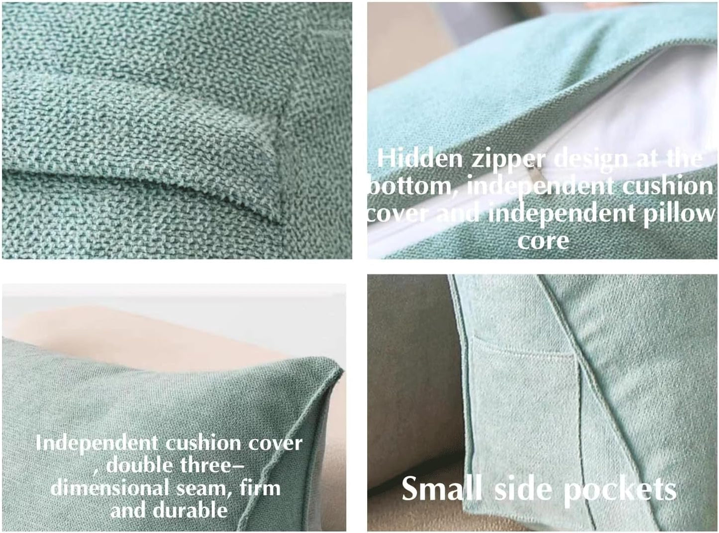 Soft Triangle Backrest Pillow for Bed - Washable Bolster Cushion for Sitting Up, Perfect Lumbar Support for Daybed and Relaxation. (Purple 100x35x20cm)