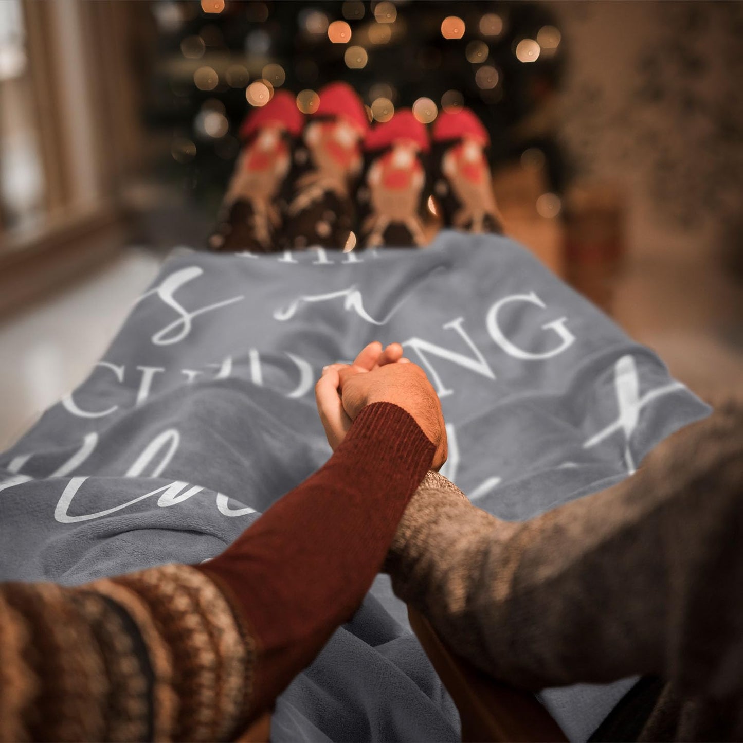 Pubrave Gifts for Her/Him/Girlfriend/Boyfriend/Wife/Husband, Anniversary Christmas Wedding Engagement Gifts for Couples/Women/Men, Romantic Couple Cuddling Blanket Grey 60x50in