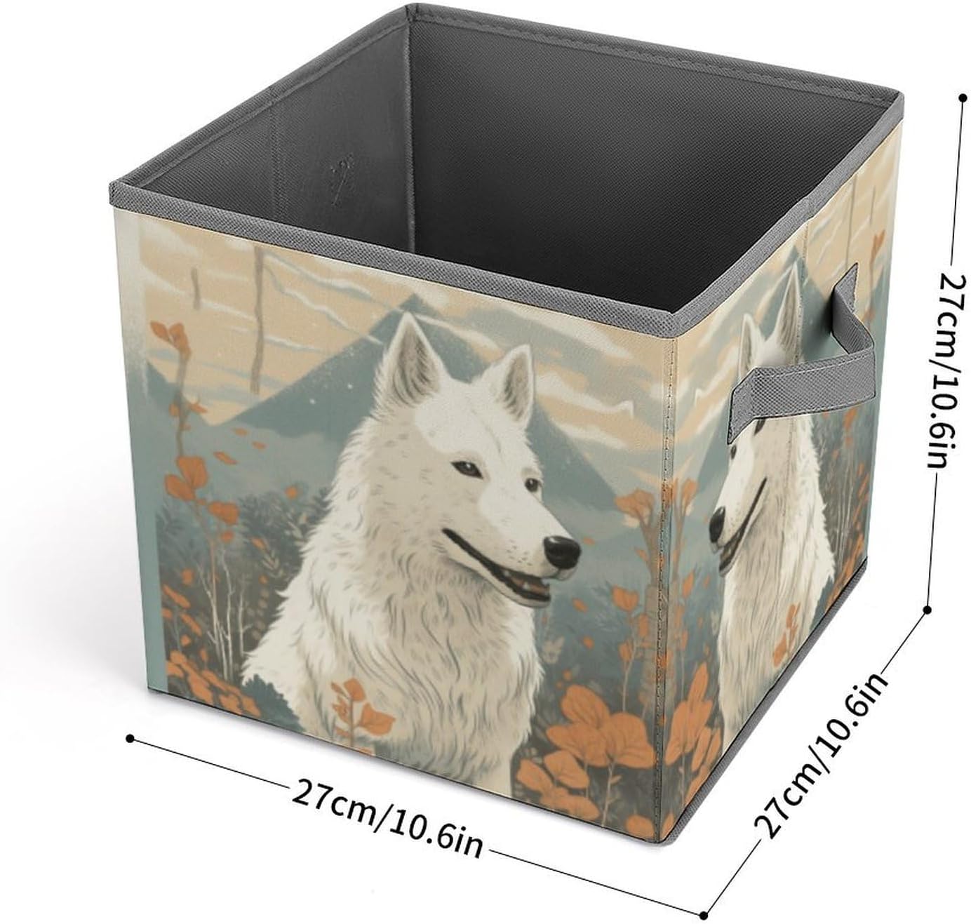 Pen Next to Dog Storage Bins with Handles Fashion Large Storage Cubes Sturdy Foldable Storage Boxes Space-Saving Storage Baskets for Home Office Clothes Closet Organizers
