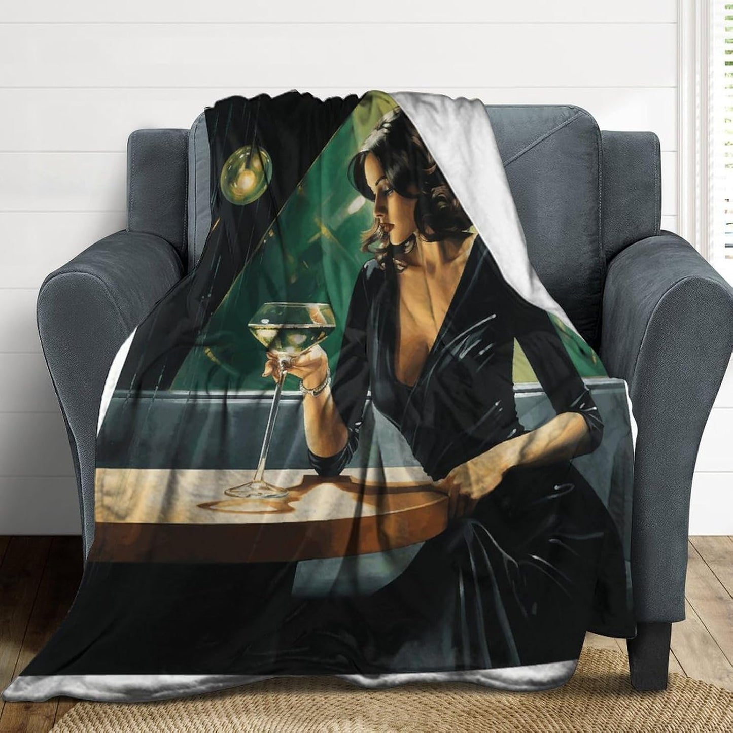 Woman Drinking Alone Throw Blanket for Couch Super Soft Warm Lightweight Throw Blankets Cozy Flannel Bed Blanket Cute Decorative Blankets for All Seasons Home Decor Gift 50"*60"（130 * 150cm）