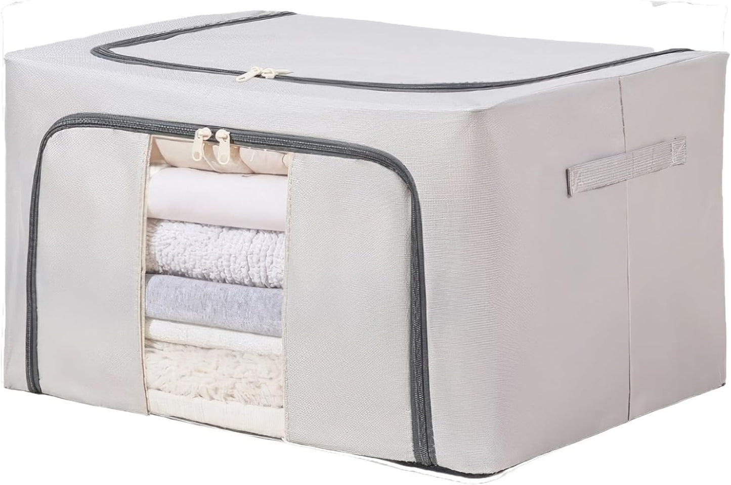 Sturdy Storage Box with Handle Lid Collapsible Fabric Organizer Chest Bins For Blankets Clothes Books 16 * 12 * 8inches