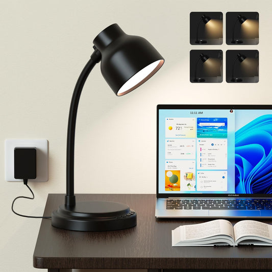 LED Desk Lamp With 96 LEDs,High lumens Table lamp,Desk Lamp for Office Home,4 Brightness Dimmable Flexible Table Lamp,Reading Light with a Timer Function for Bedside, Office, and Study Desk Use(Black)