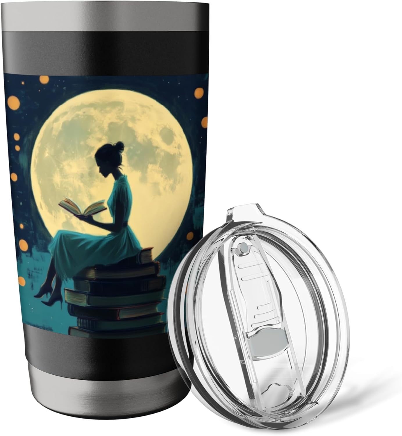 Girl Reading Book Lover Bookworm Reading Librarian Stainless Steel Insulated Tumbler