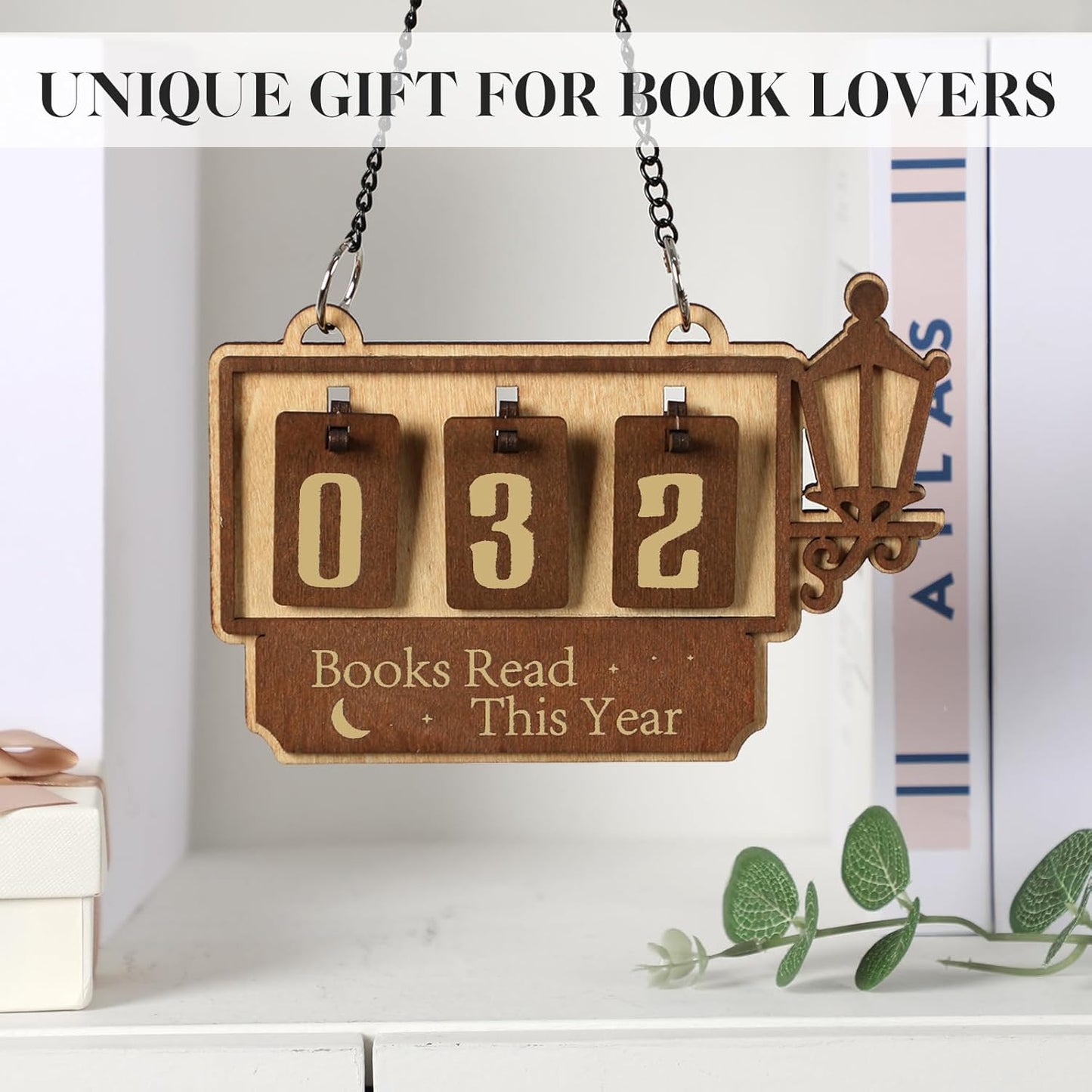 Novabright Books Read This Year Tracker Wooden Book Tracker for Reading Goal Display Bookshelf Counter Sign up to 999 Books Reading Challenge Gift for Readers, Teachers, Writers, and Library Lovers