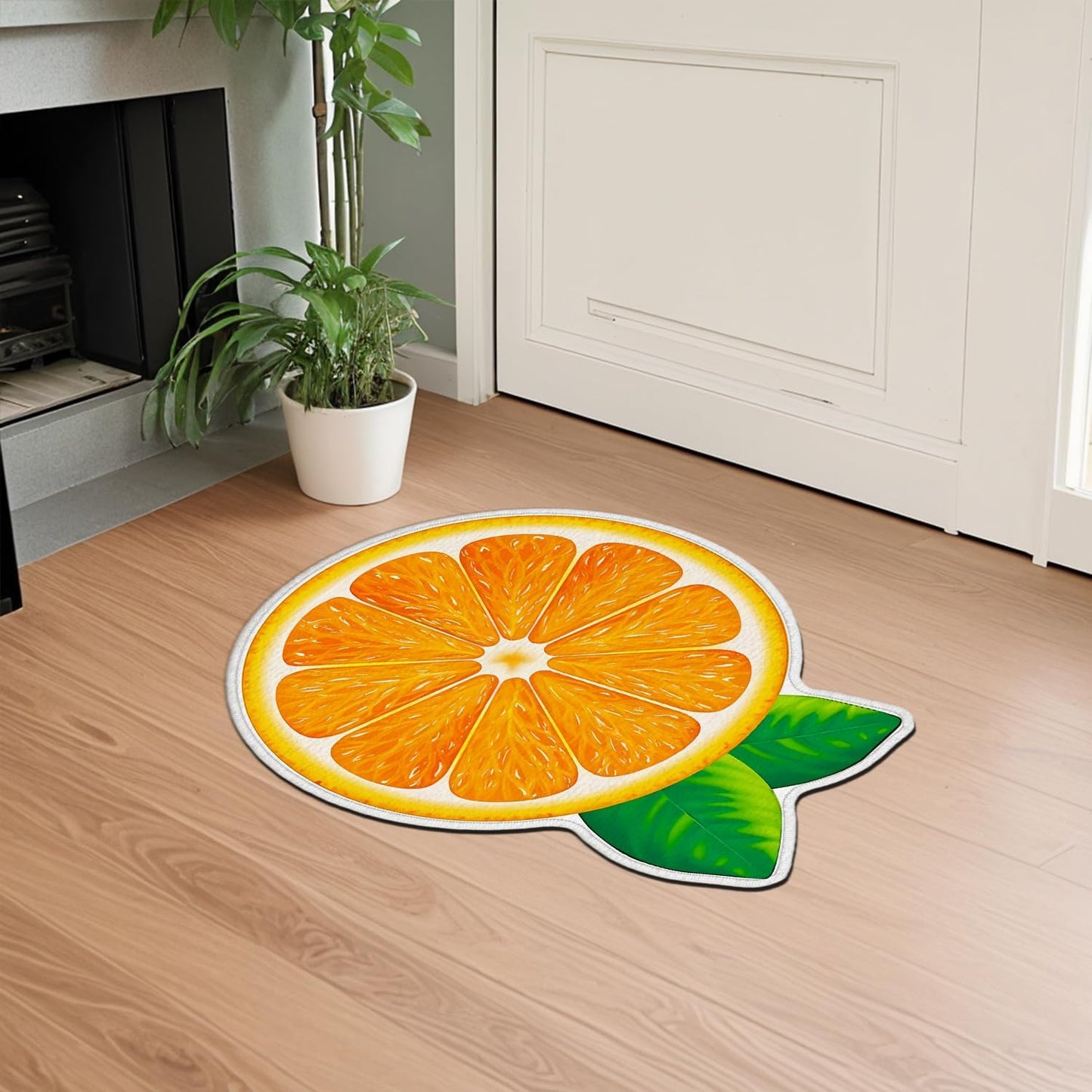 Fresh Orange Slice Bath Rug,Citrus Design Carpet Non-Slip Floor Mat,Soft Absorbent Shaped Area Rugs,Doormats Decor for Fruit Lovers Bathroom Bedroom Bathtub,Summer Ideal Gifts,31.89x25.47in