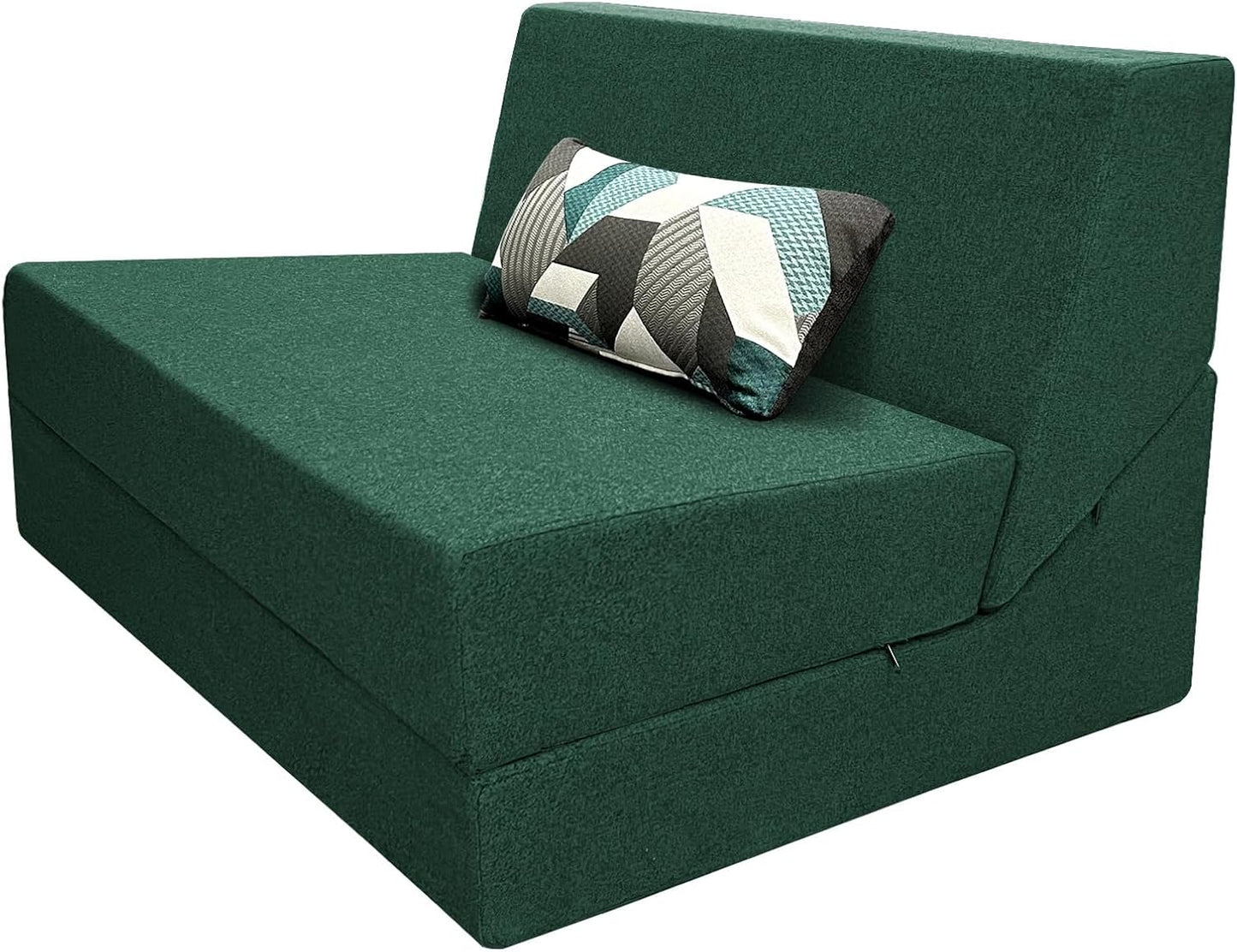 ANONER Convertible Chair Bed Sleeper with Memory Foam & Pillow Fold Out Chair Bed Couch Lounge Chaise for Living Room Bedroom Guest Room Home Office, Dark Green