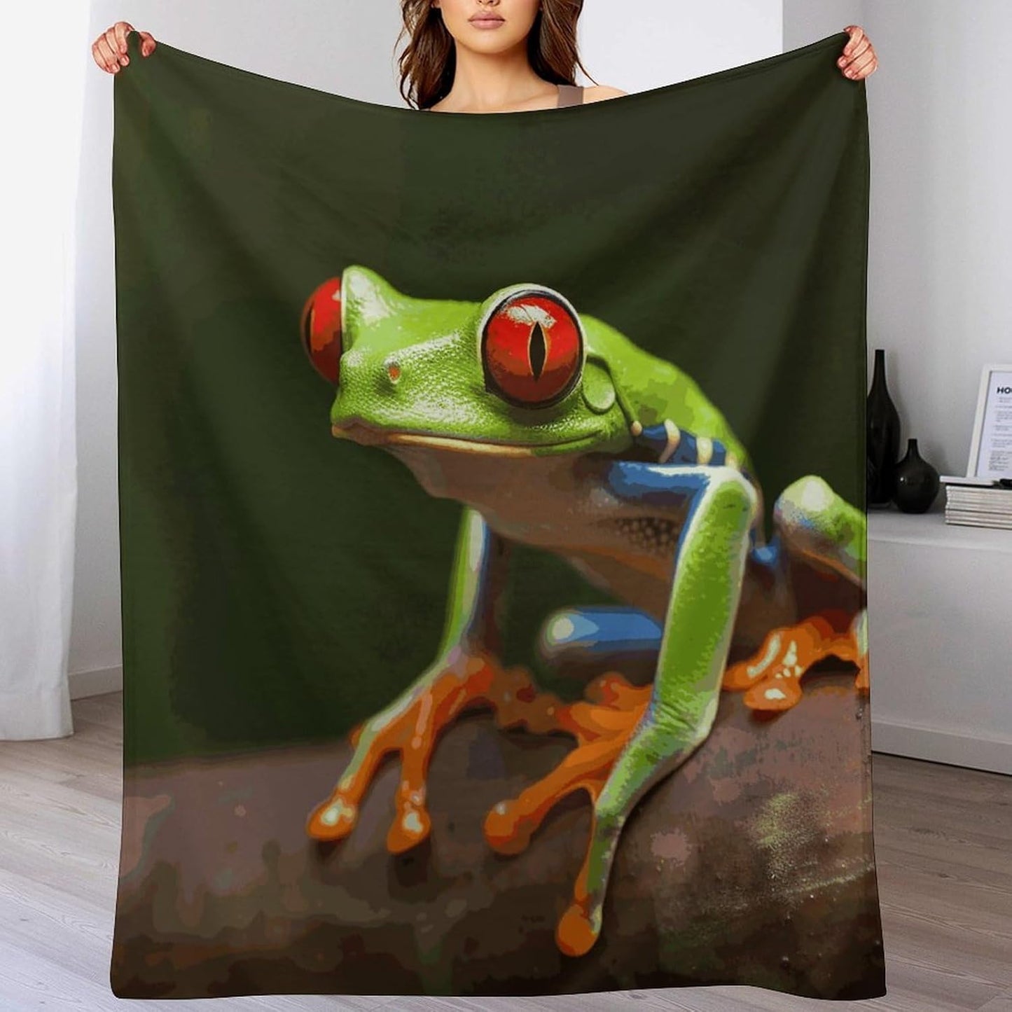 Red Eyes Tree Frogs Blanket Super Soft Lightweight Throw Blanket Cute Cozy Warm Bed Blanket Decorative Fuzzy Blanket All-Season Home Decor Gift for Sofa Couch Living Room 50"*60"（130 * 150cm）