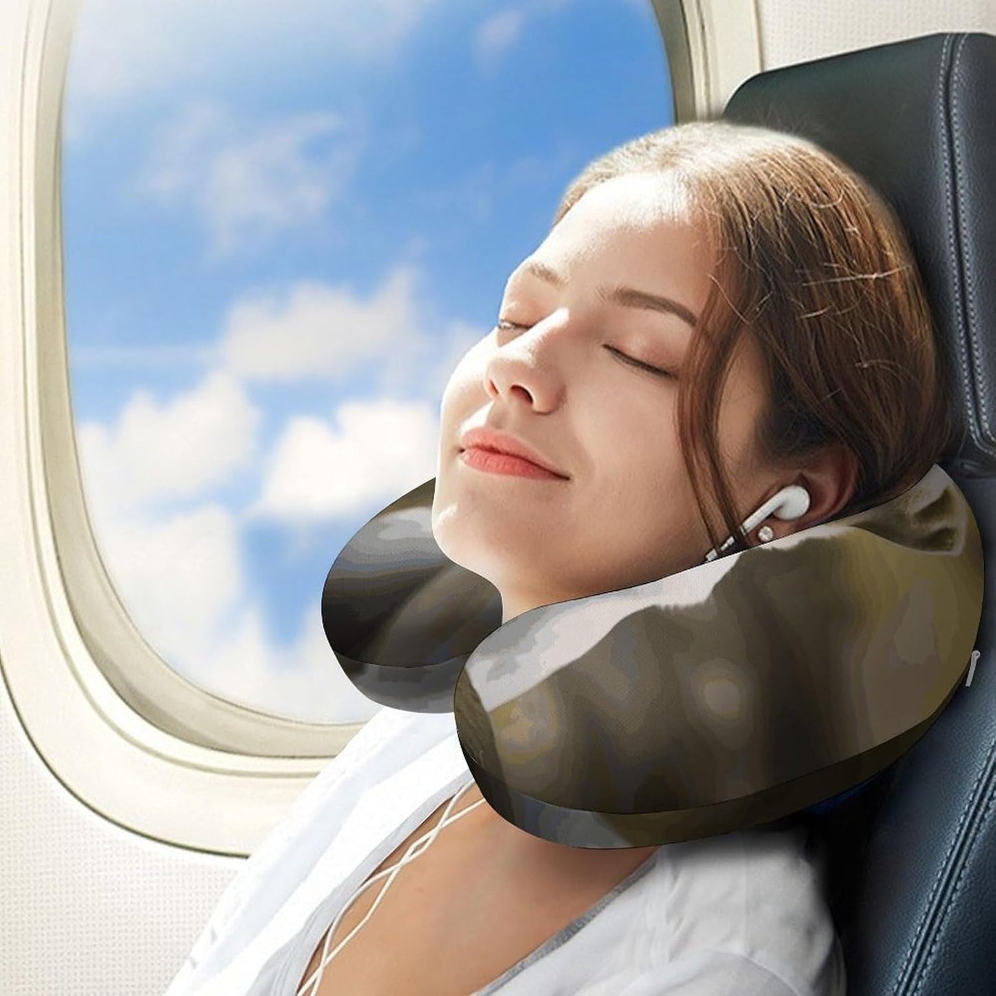Labrador Neck Pillow Memory Foam U Shaped Pillows Portable Pillows for Shoulder Travel Head Support Pillow with Concealed Zipper for Airplane Car Home Office