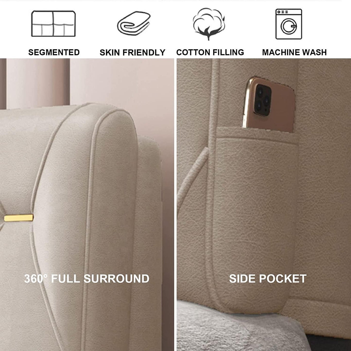 Large Bed Wedge Headboard Pillow Wall Pillow Large Daybed Pillows Reading Backrest Lumbar Pad Removable Cushion(Size:No headboard 78.7"/200cm,Color:A)