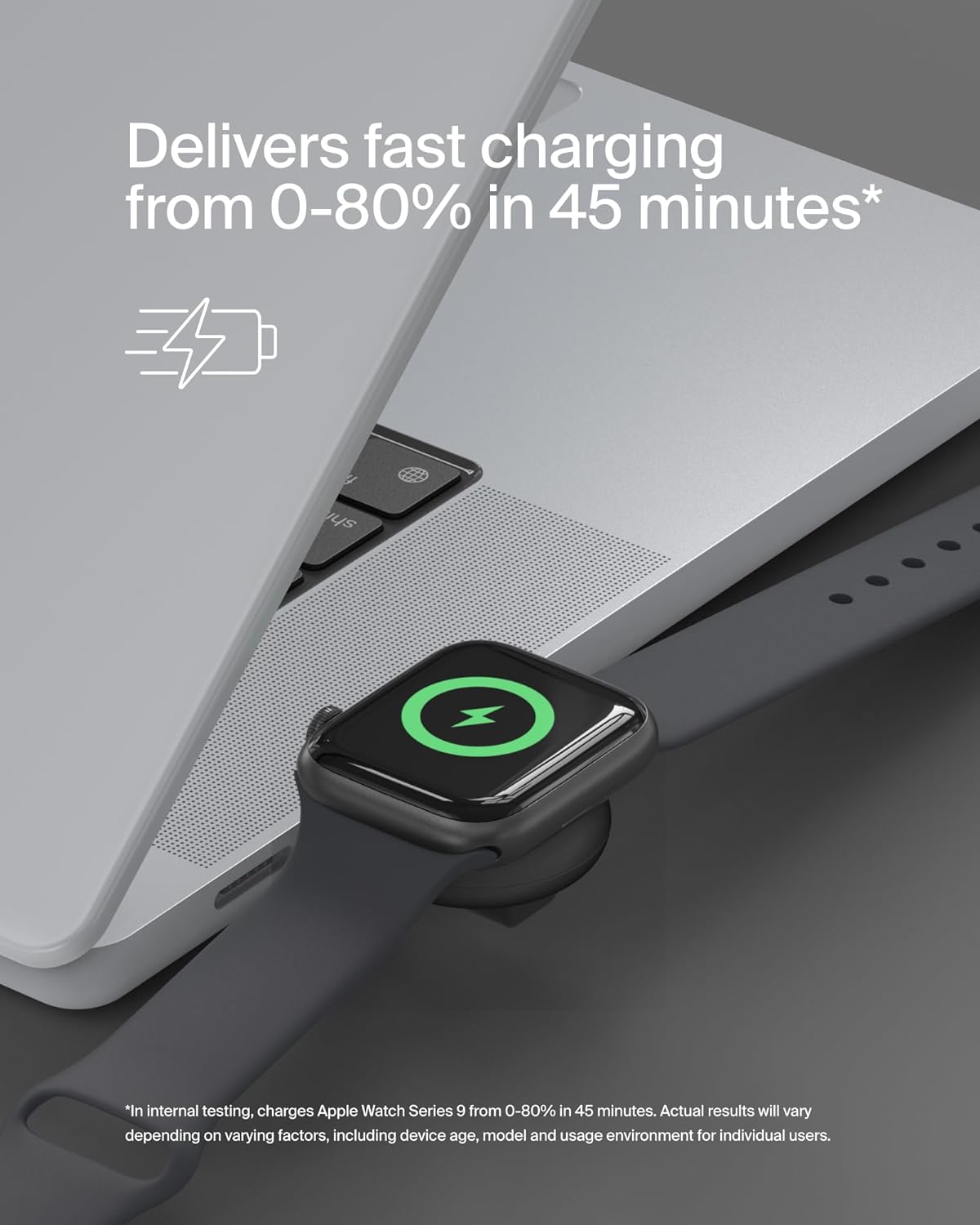 Belkin Portable USB-C Apple Watch Charger - MFi-Certified USB-C Charger for Apple Watch Series 9, 8, 7, Ultra - Compatible with MacBook, iPhone 16 & More - Black