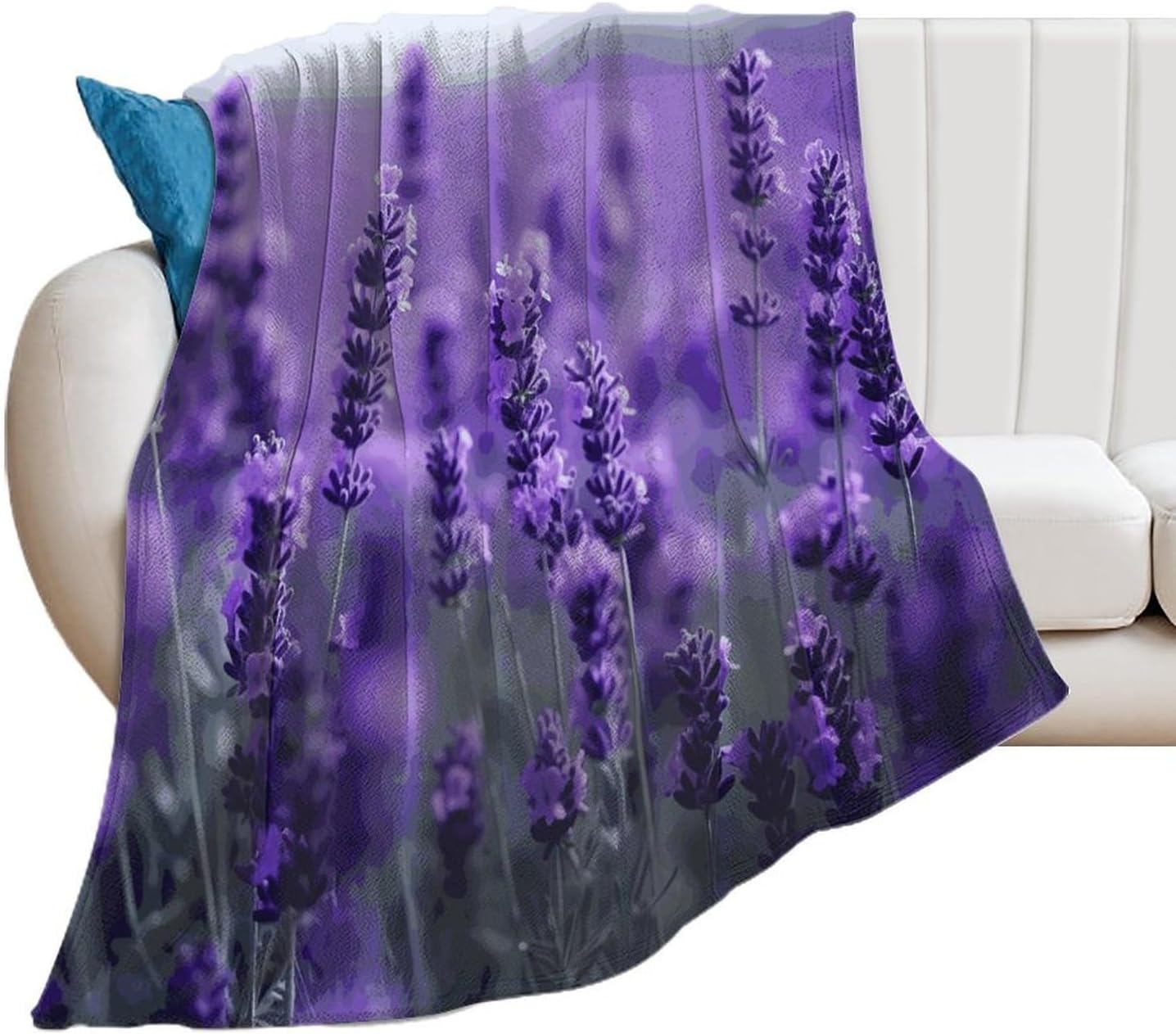 Purple Lavender Blanket Super Soft Lightweight Throw Blanket Cute Cozy Warm Bed Blanket Decorative Fuzzy Blanket All-Season Home Decor Gift for Sofa Couch Living Room 60"*80"（150 * 200cm）