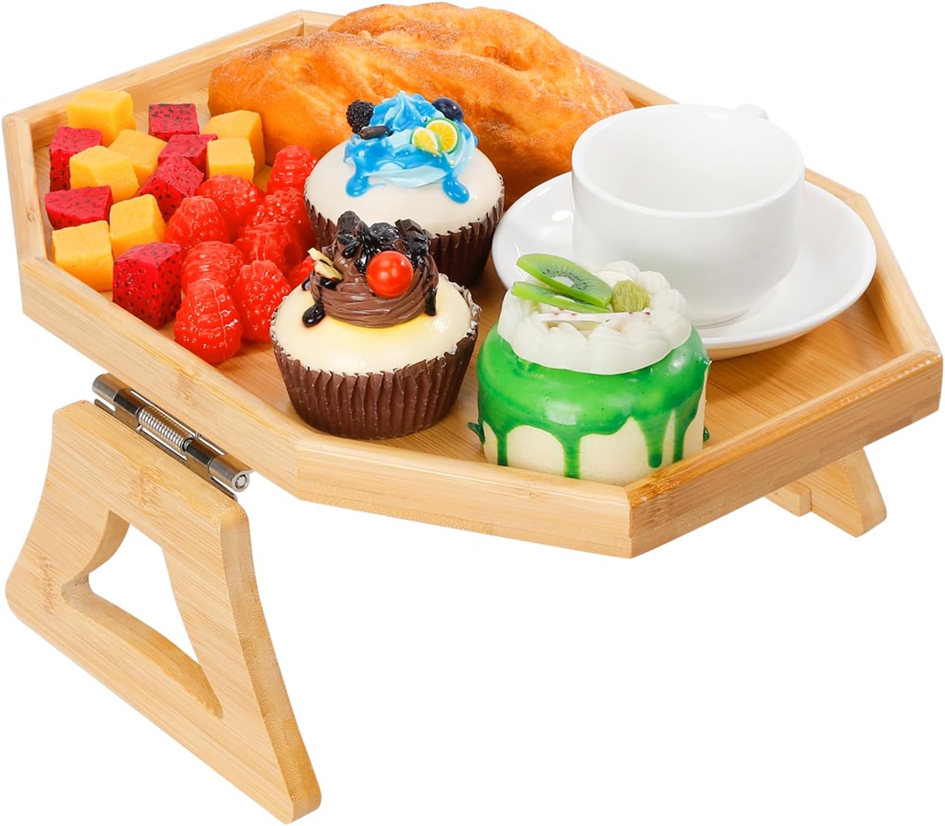 Couch Arm Tray, Bamboo Sofa Tray Table Clip on Side Table, Foldable Couch Arm Table for Eating, Drinks, Snacks, Remote, Control as Housewarmings, Wedding, Bridal Shower Gifts