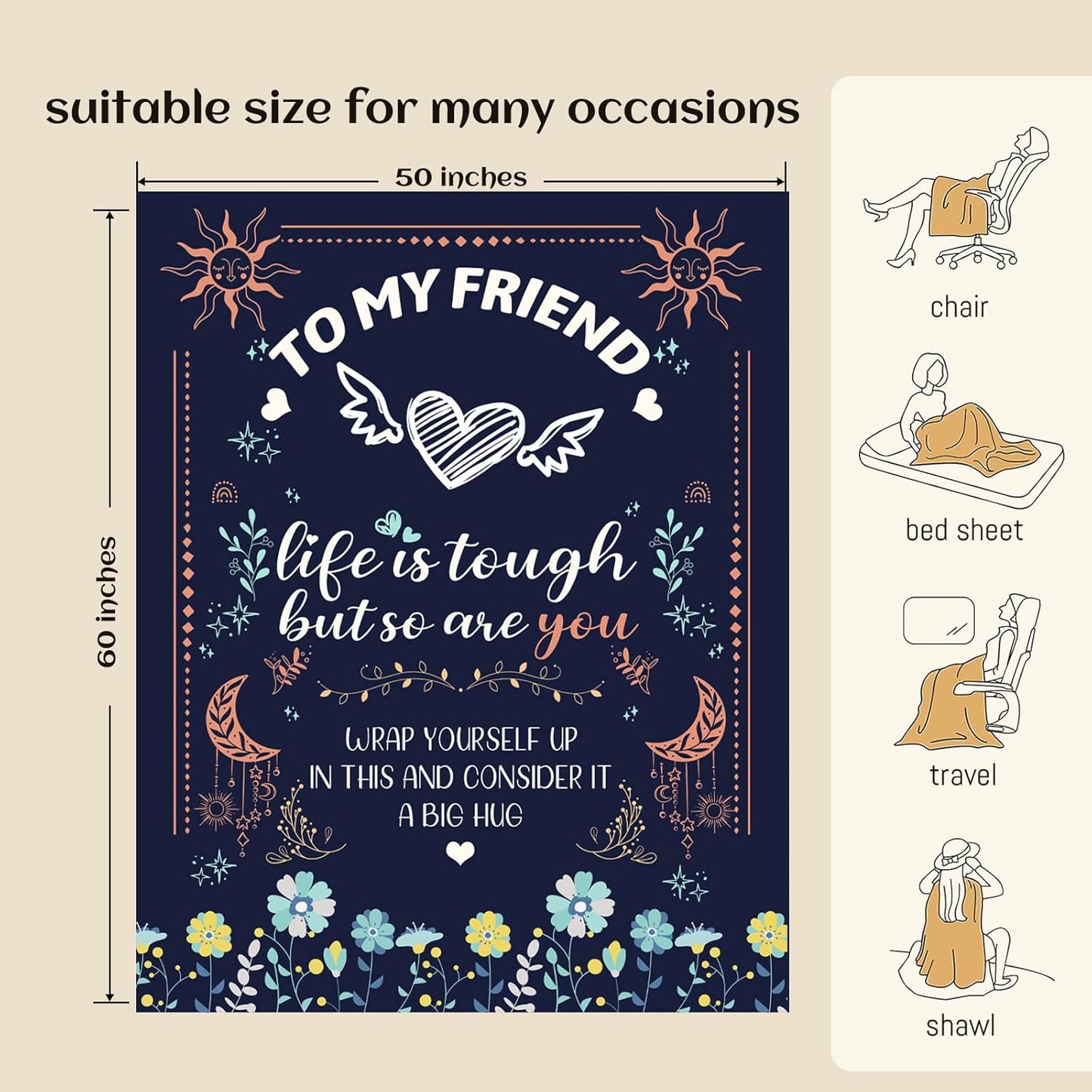 Best Friend Birthday Gifts for Women, Friendship Gifts for Women on Christmas, Unique Gift for Best Friend,Bestie,BBF- Friends Blanket 50''x60''