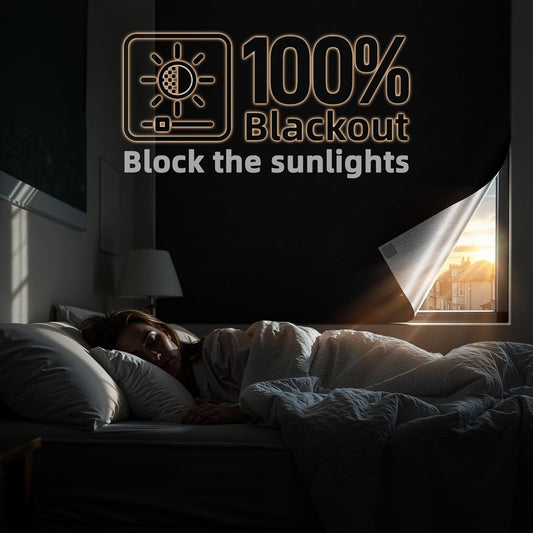 Magnetic Blackout Window Cover 102" x 58" Portable Blackout Curtains for Bedroom, Temporary Black Out Shades Window Privacy Film No Drill Black Out Blinds for Baby Nursery Travel Skylight - Blacks