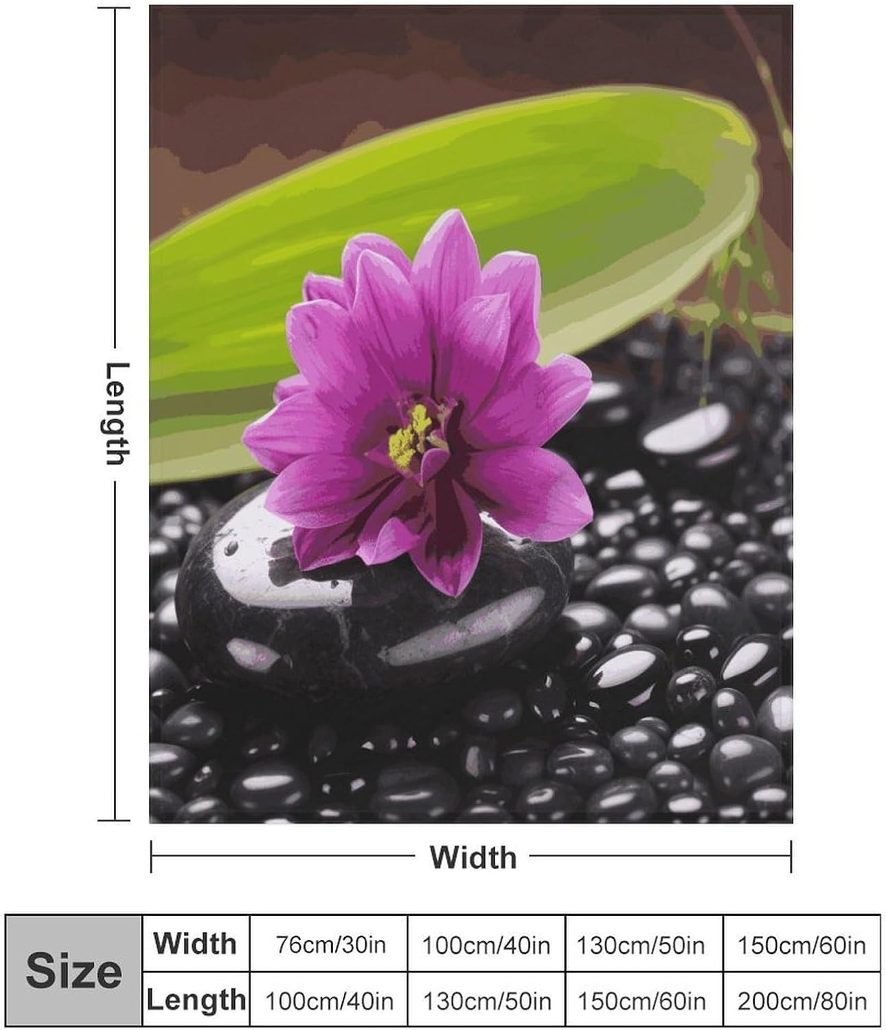 Purple Flower with Black Stone Blanket Super Soft Lightweight Throw Blanket Cute Cozy Warm Bed Blanket Decorative Fuzzy Blanket All-Season Home Decor Gift for Sofa Couch Living Room 60"*80"（150*200cm）