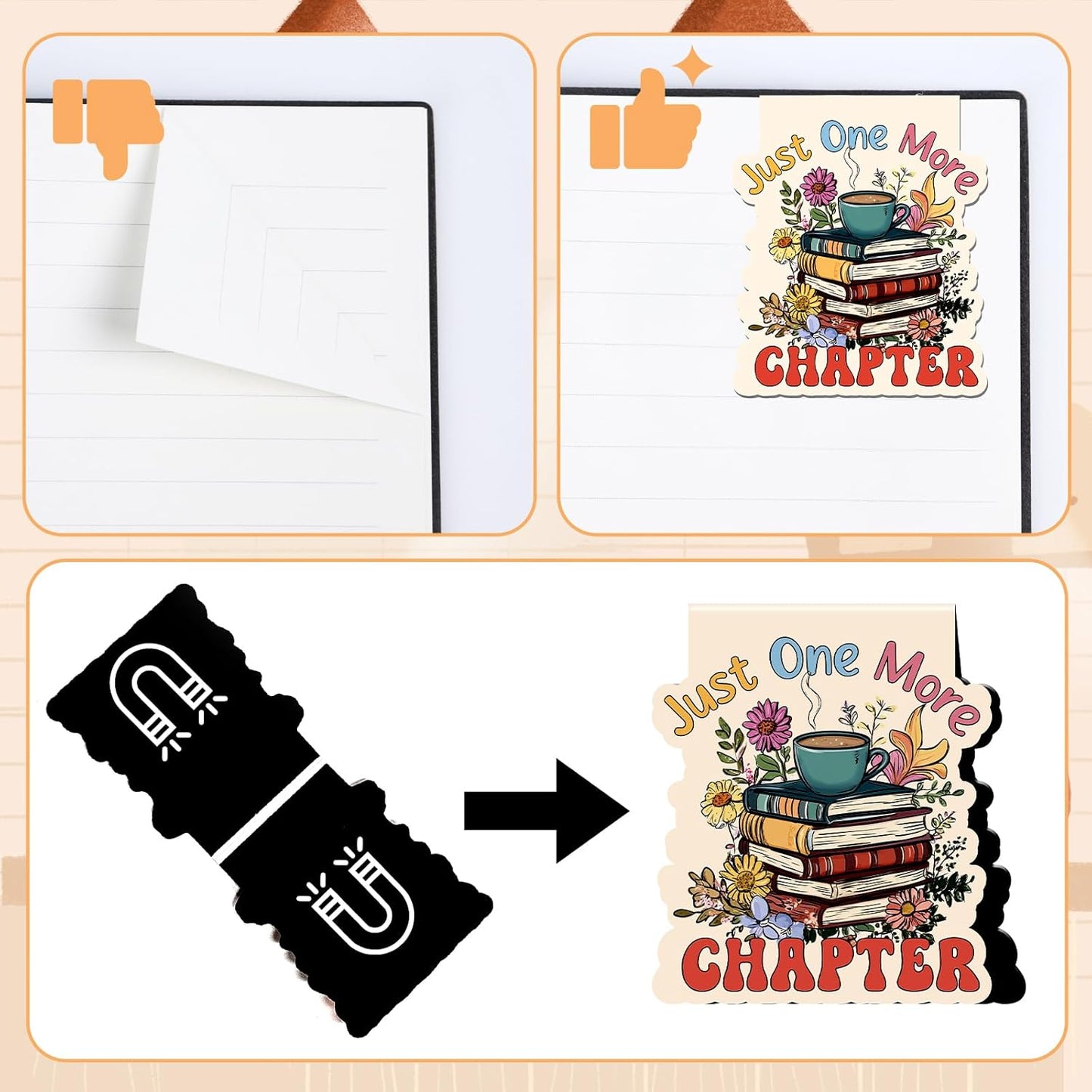Book Lover Magnetic Bookmark - 9Pcs Flower Book Mark Magnets Cute Cat Floral Bookmarks Magnetic Bookish Magnets Book Markers Page Clip Gifts for Women Teen Students Teacher Reading Office