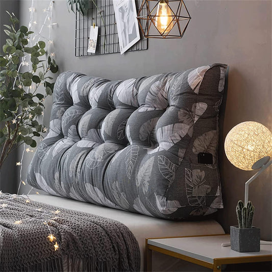 King Size Headboard Pillow,Triangular Wedge Pillow Positioning Support Reading Cushion Headboard Cushion Double with Removable Cover(Size:120x30x60cm,Color:A)
