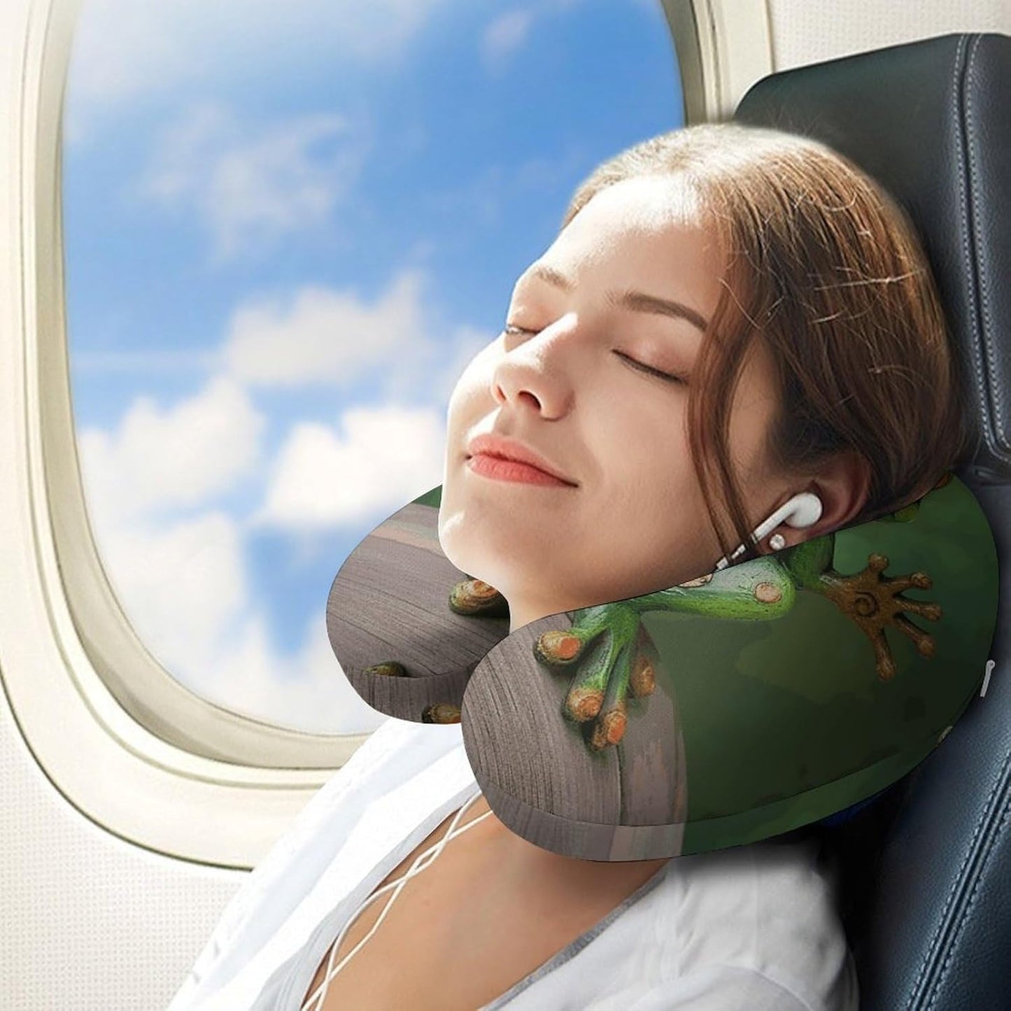 Welcome Frog Neck Pillow Memory Foam U Shaped Pillows Portable Pillows for Shoulder Travel Head Support Pillow with Concealed Zipper for Airplane Car Home Office