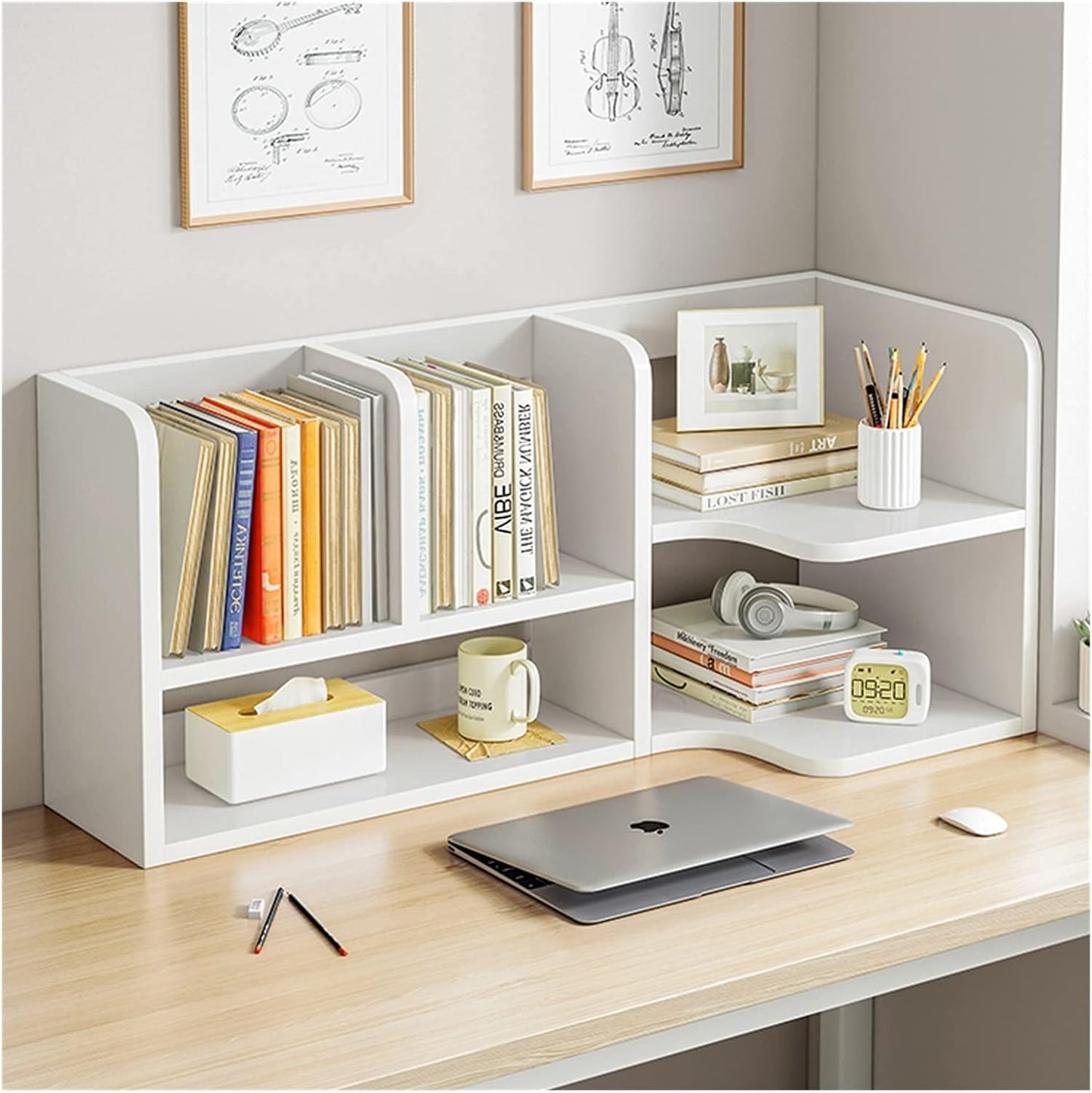 Bookshelf Wood Shelves Industrial Narrow Modern Wood Bookcase Small Storage Open Standing Bookcase with Frame Bookcase Storage Rack