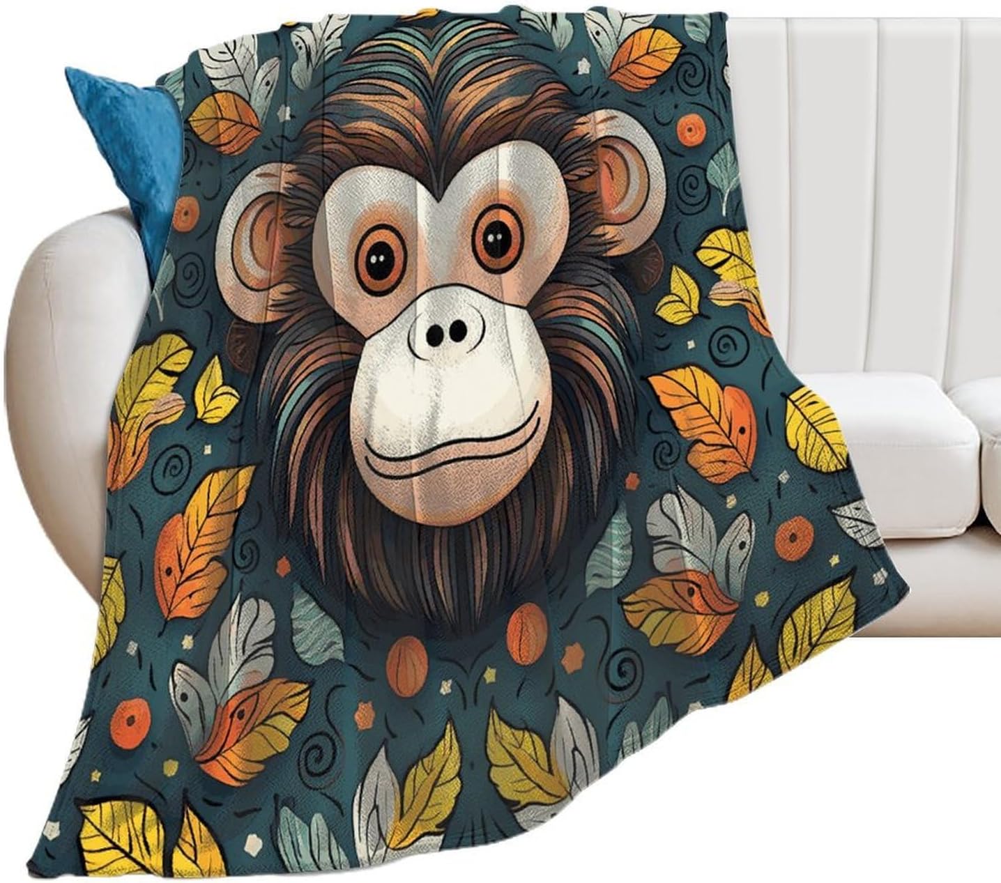 Monkey Pattern Throw Blanket for Couch Super Soft Warm Lightweight Throw Blankets Cozy Flannel Bed Blanket Cute Decorative Blankets for All Seasons Home Decor Gift 30"*40"（76 * 100cm）