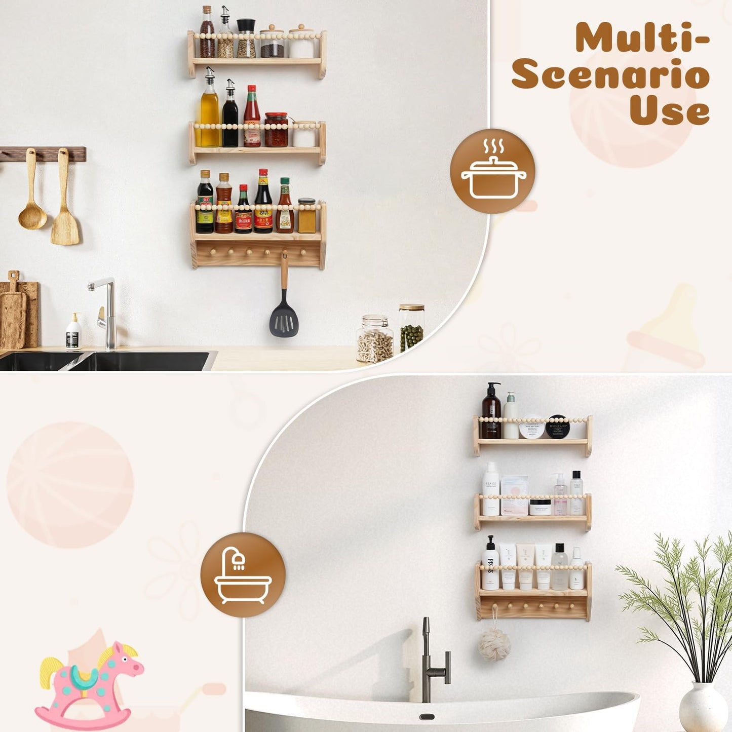 Nursery Floating Shelves for Kids Rooms – 16 Inches Floating Wall Bookshelves, Space - Saving for Kids Room, Bedroom and Study Room,Set of 3