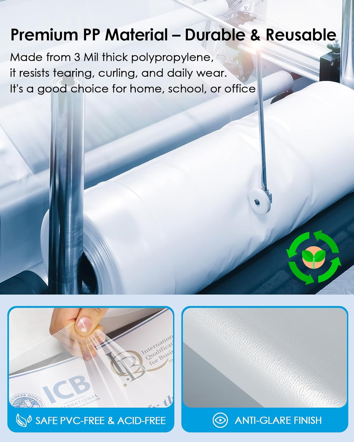 KTRIO 100 Pack Sheet Protectors for 3 Ring Binder, Non Glare Clear Page Protector, Plastic Document Sleeves Fits Standard 8.5 x 11 Paper, Top Loading, Acid Free